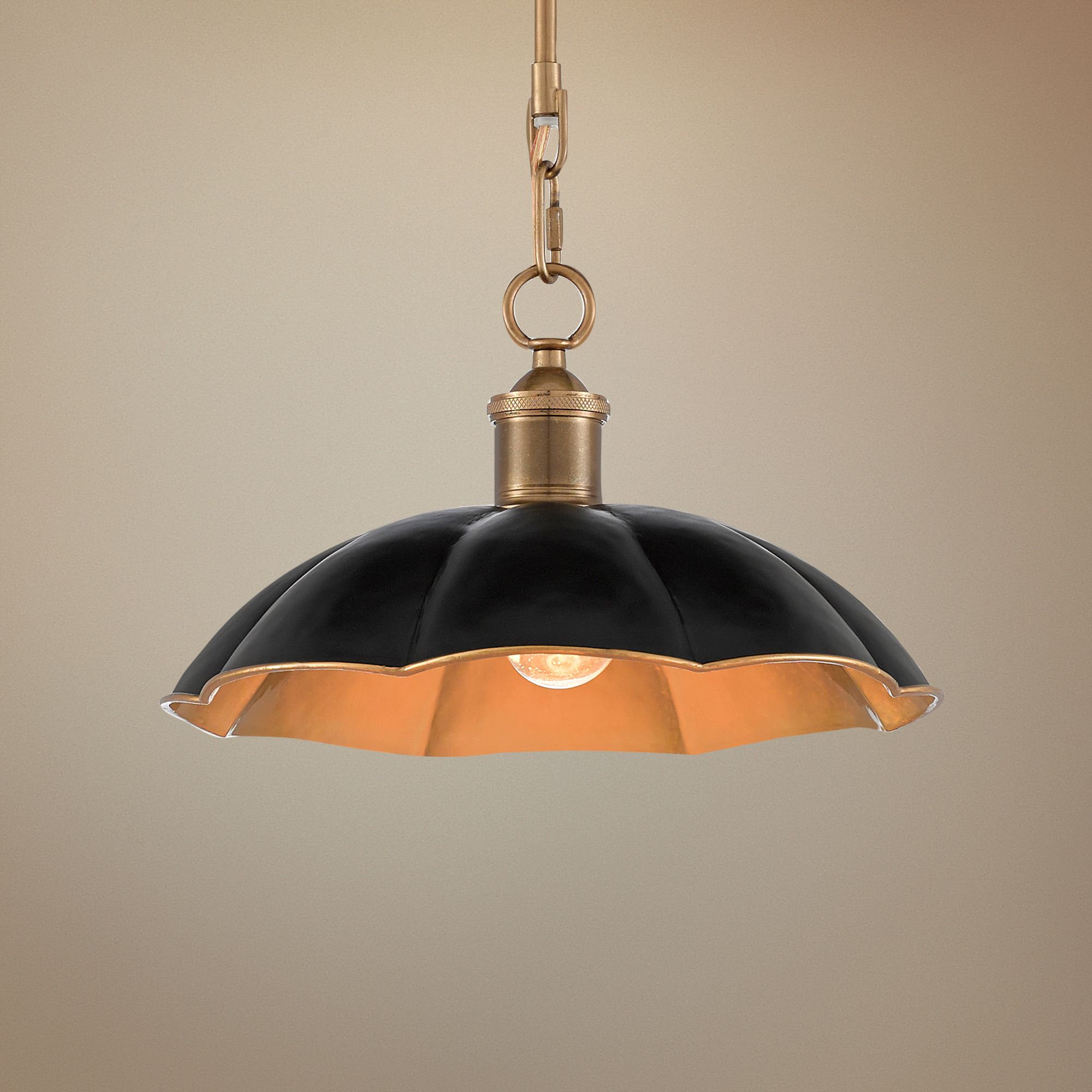 Elias 12" Wide Black and Antique Brass Mini Pendant Light