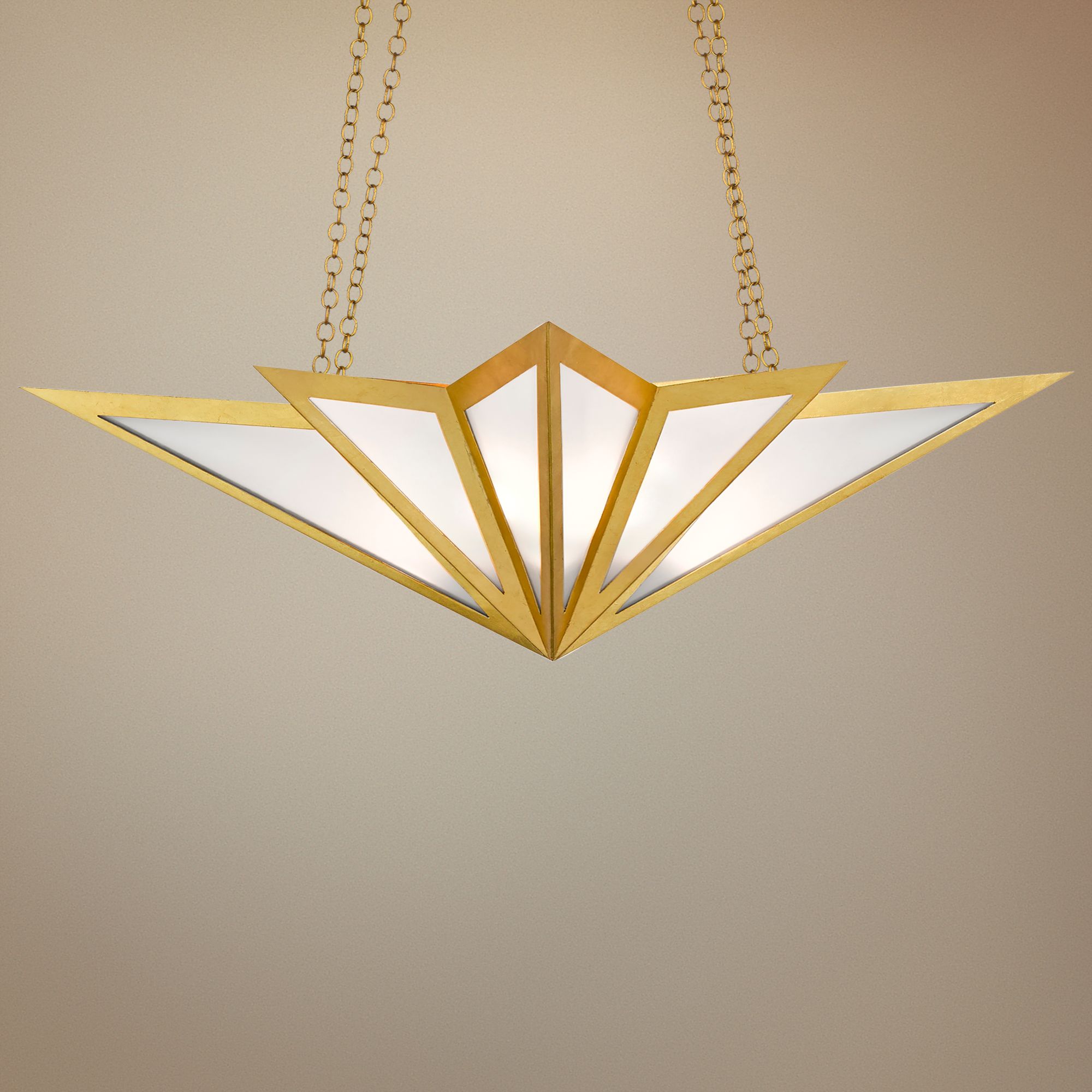 Vincennes 38" Wide Gold Leaf and Glass Pendant Light