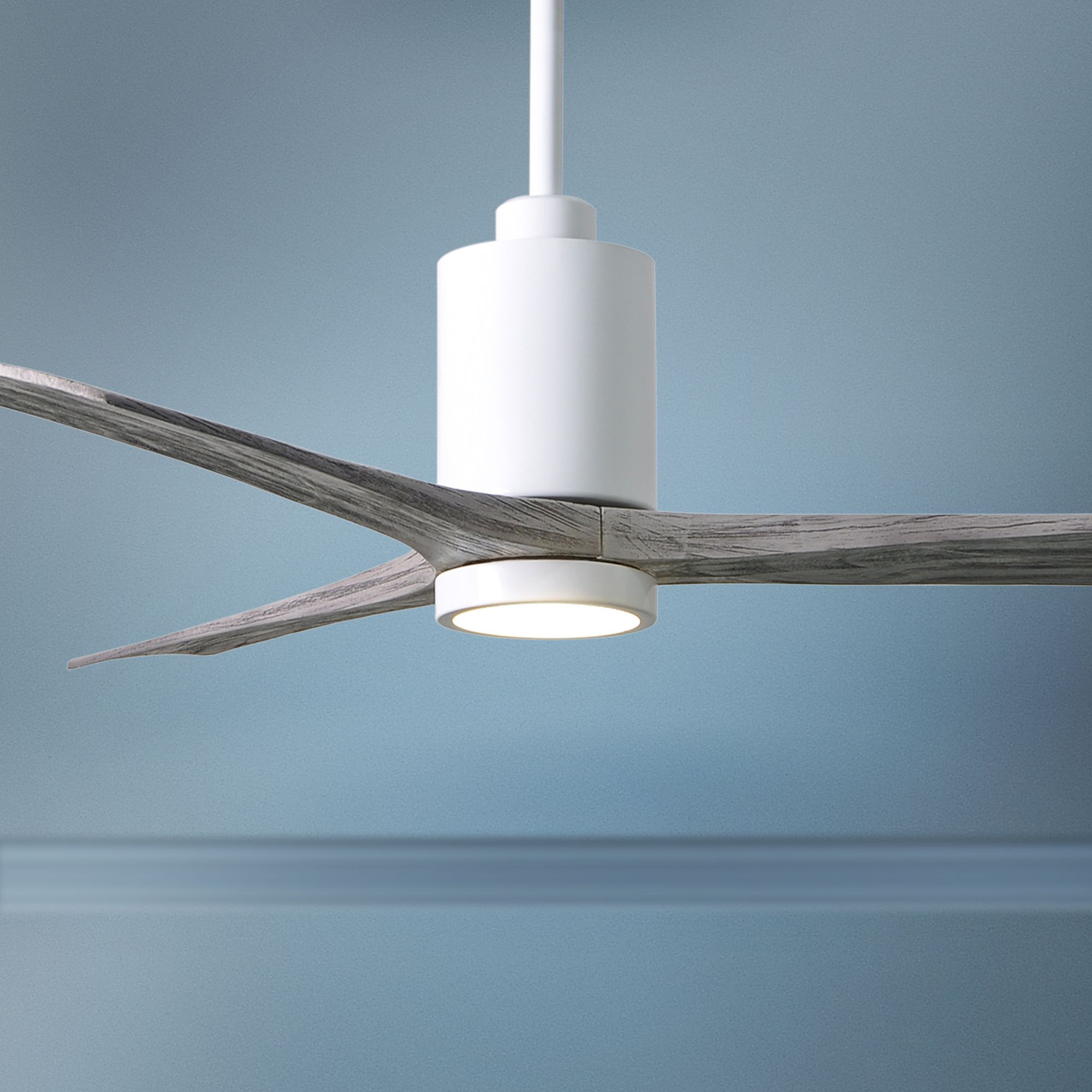 60" Matthews Patricia-3 Gloss White LED Damp Ceiling Fan