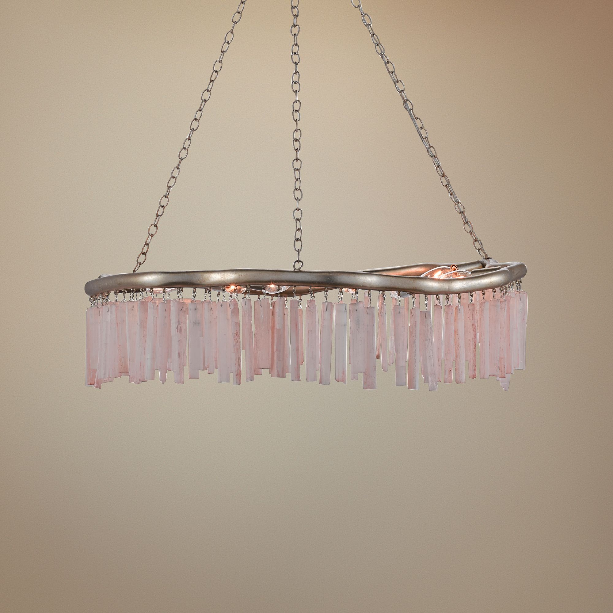 Longuette 31" Wide Silver Leaf and Selenite Chandelier