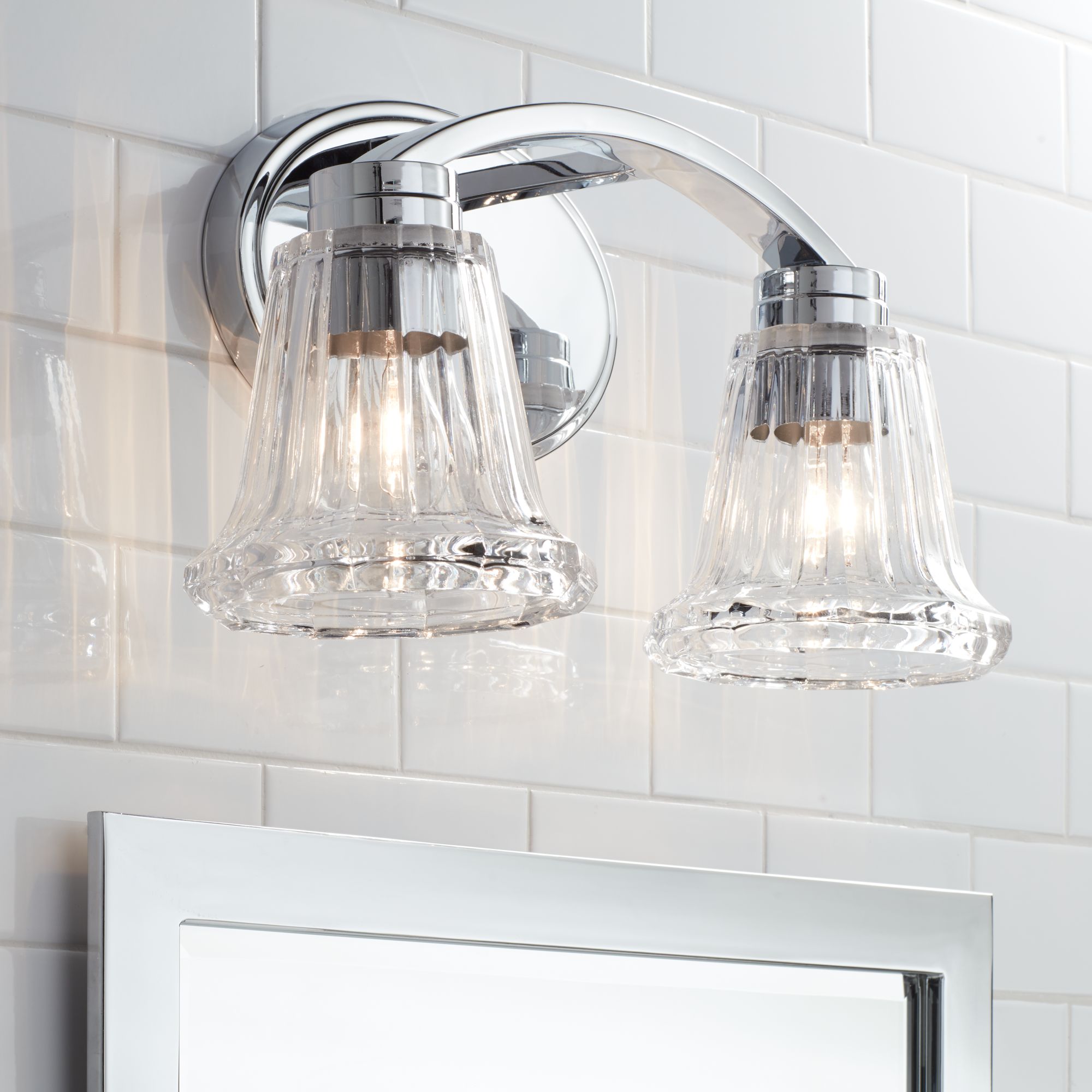 Hughson 16" Wide Chrome and Glass 2-Light Bath Light