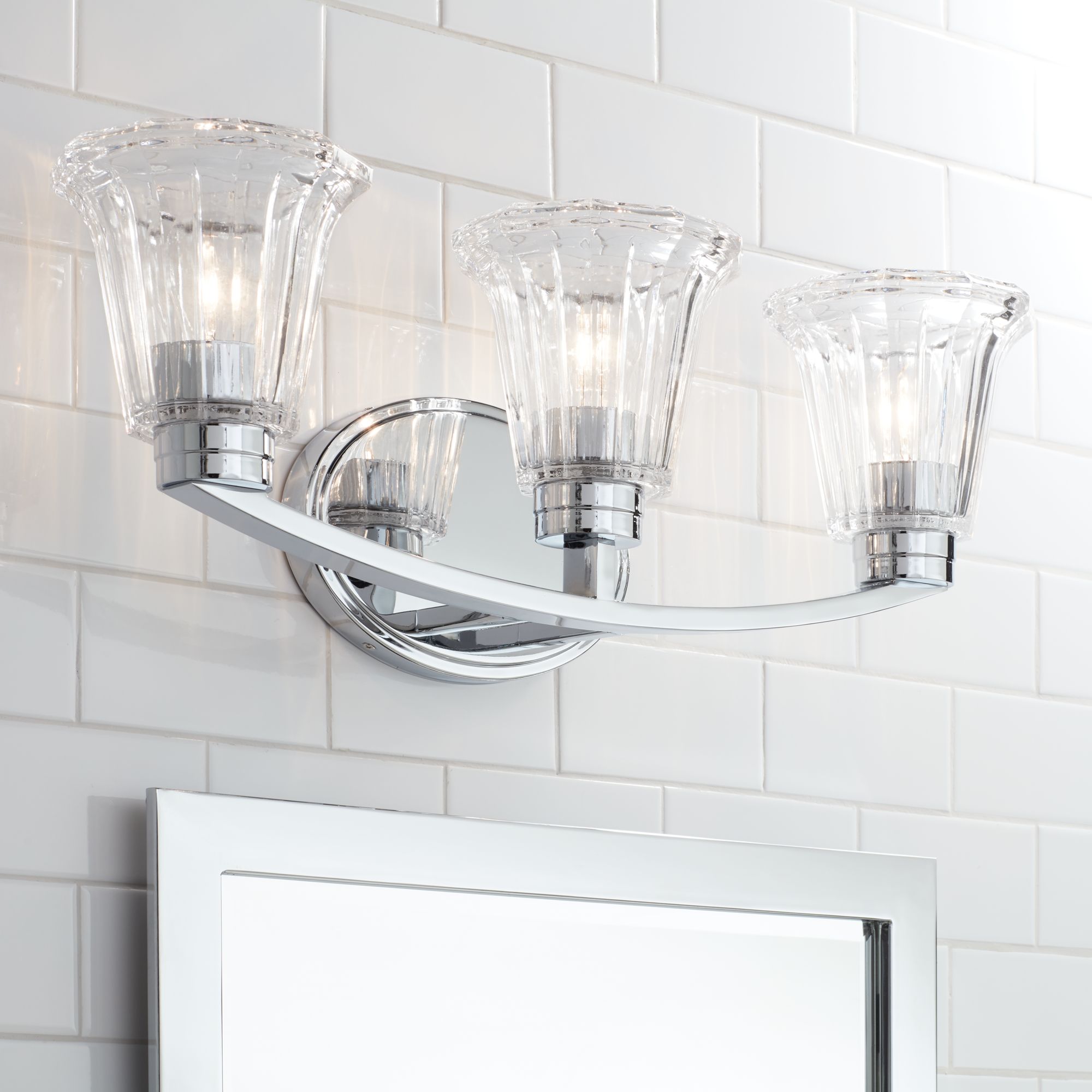 Hughson 24" Wide Chrome and Glass 3-Light Bath Light