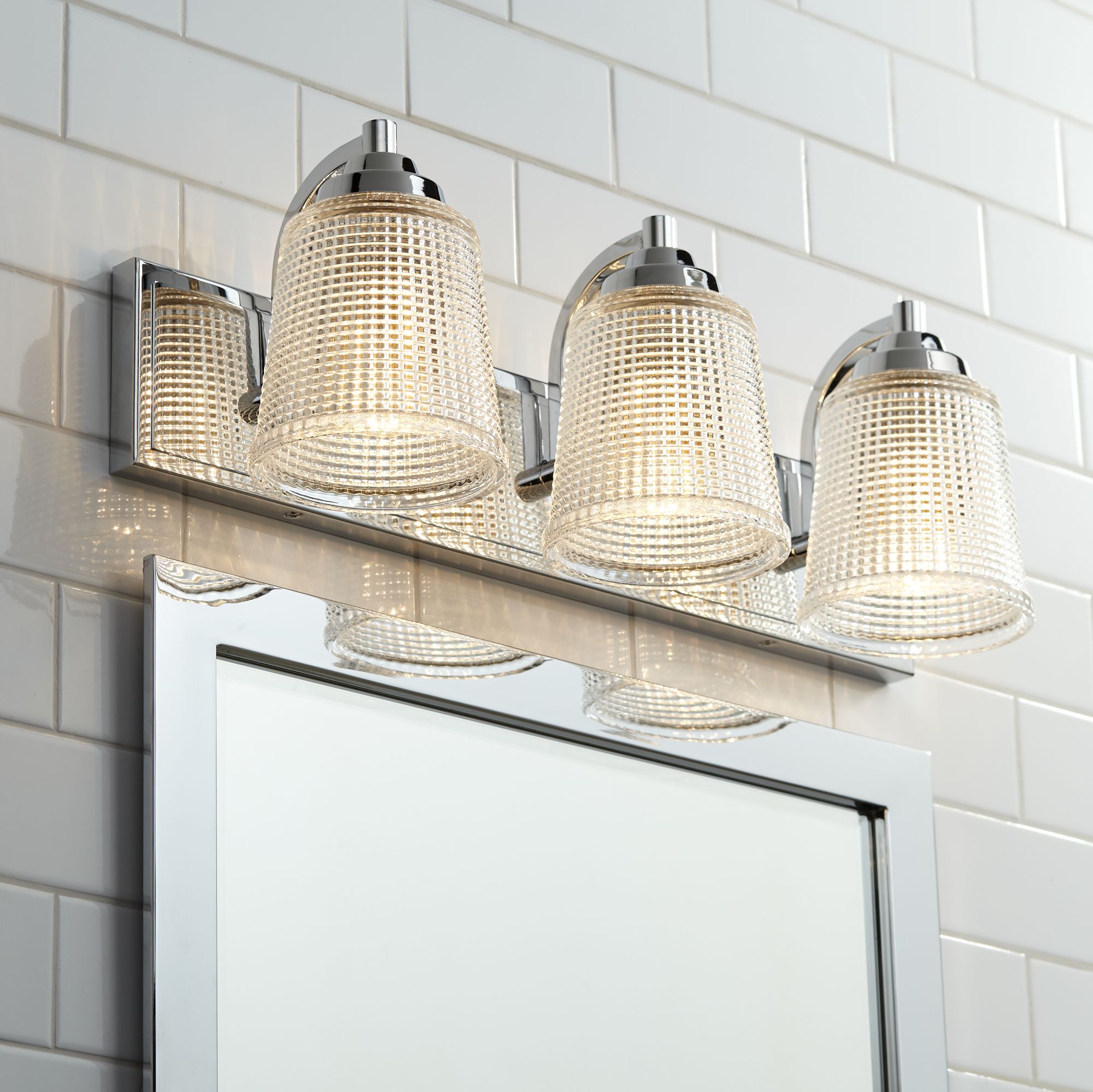 Parlier 22" Wide Chrome and Glass 3-Light Bath Light