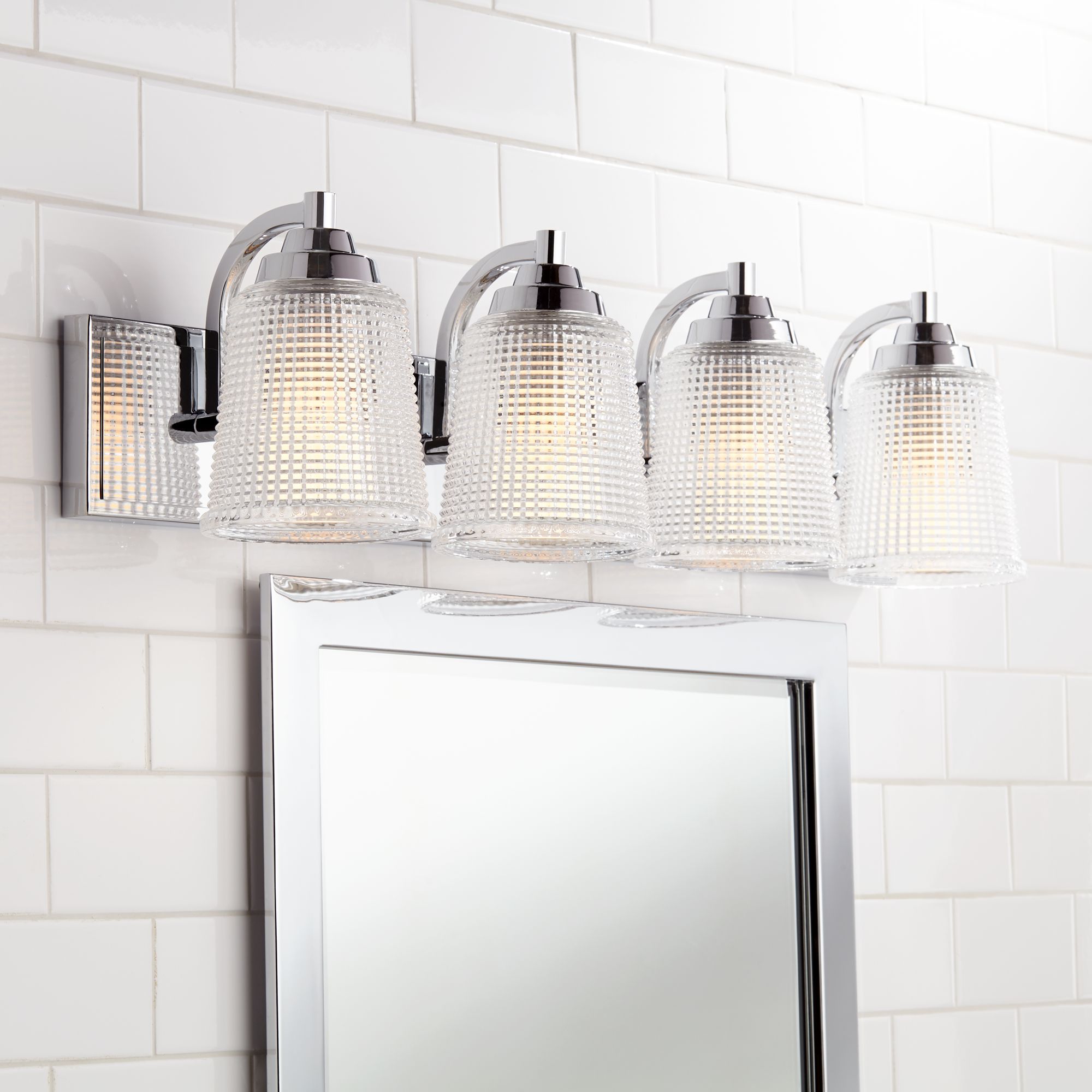 Parlier 29 1/2" Wide Chrome and Glass 4-Light Bath Light