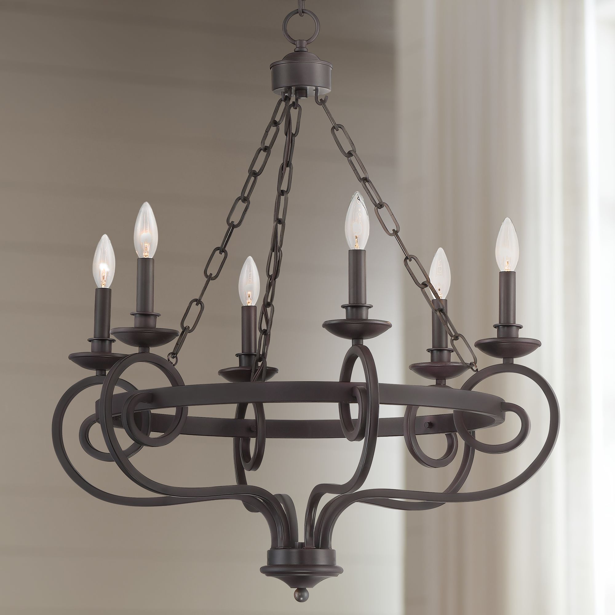 Sebastian 26 3/4"W Bronze Transitional 6-Light Chandelier