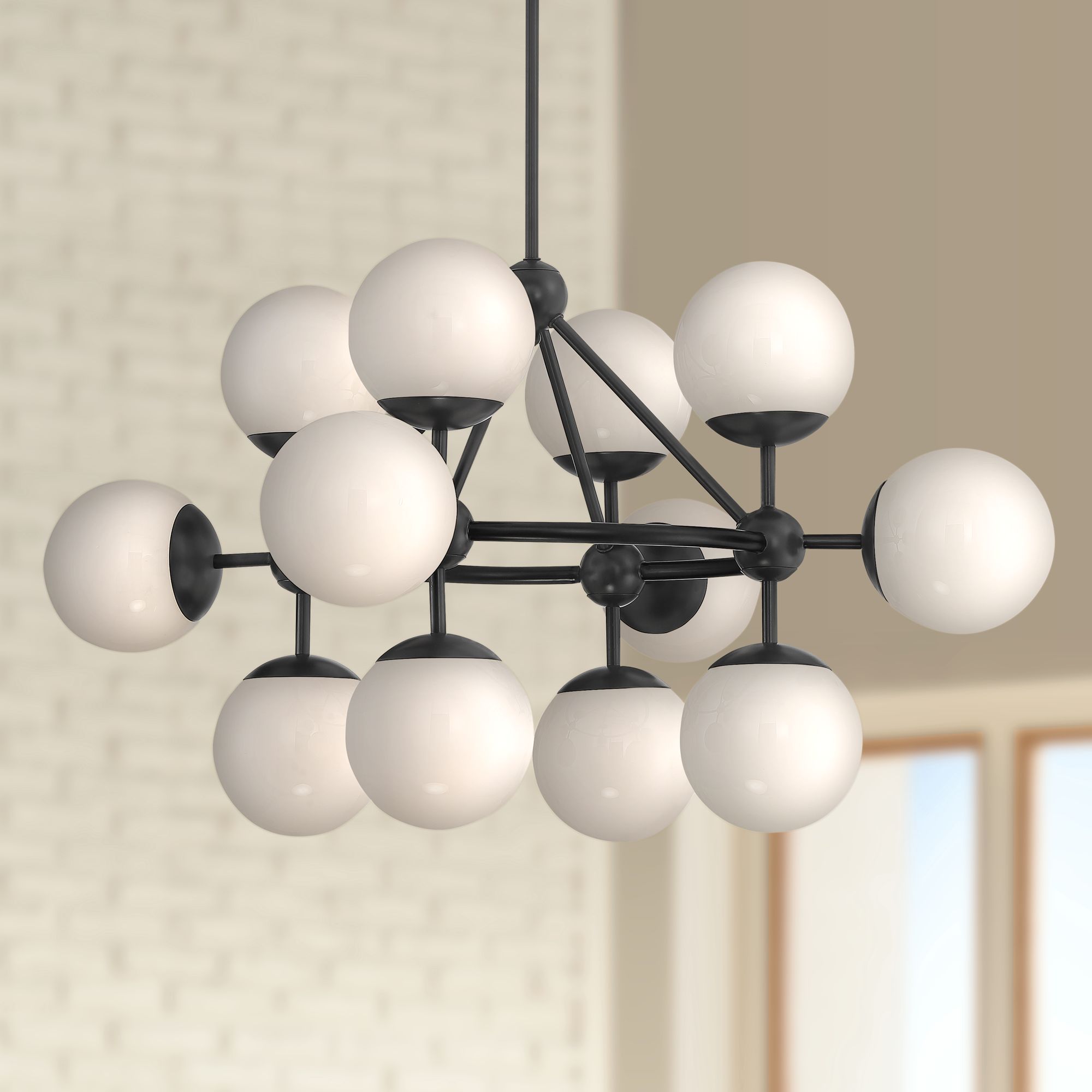 Heldryn 34 1/2"W Black 12-Light Sputnik Style Pendant Light