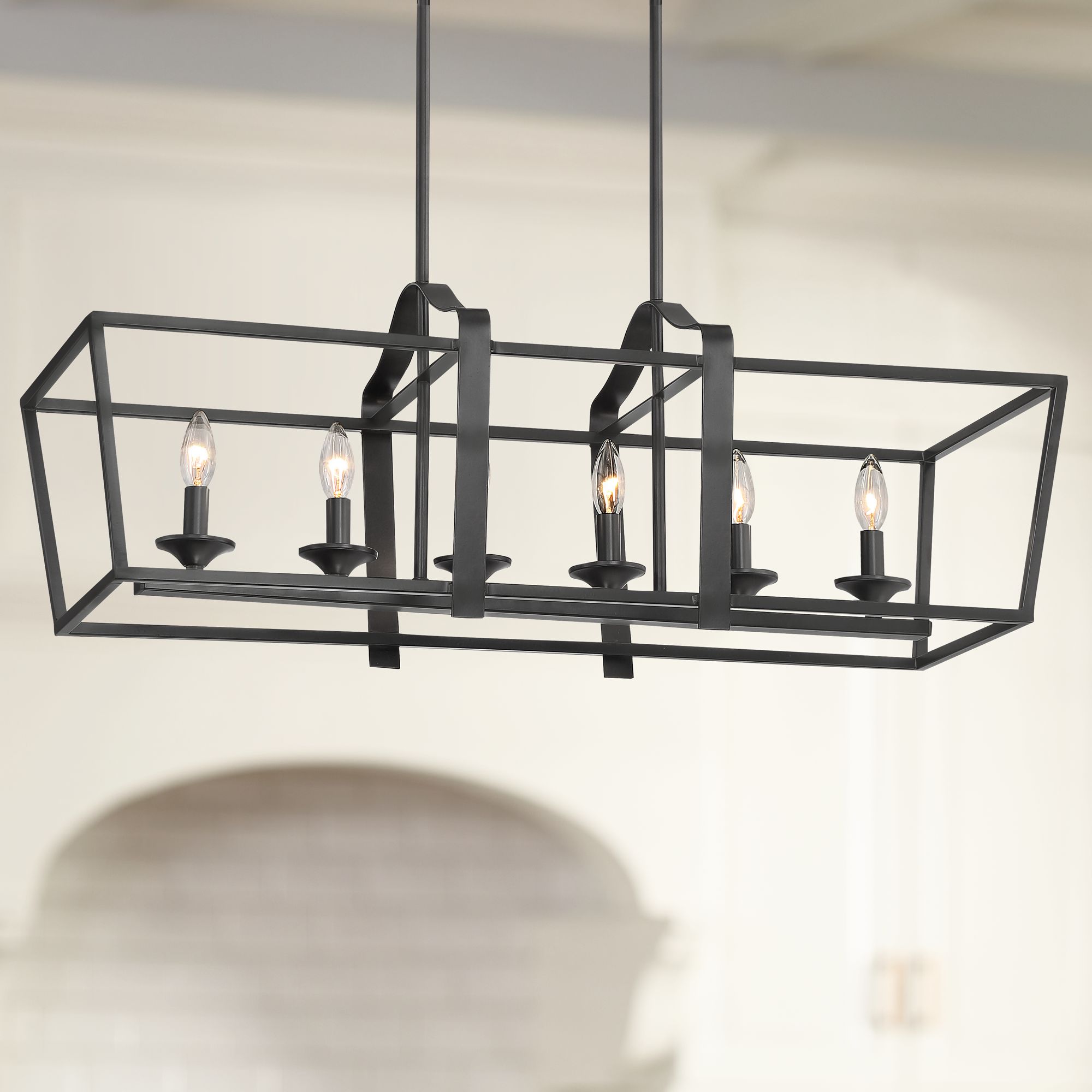 Briggs 36" Wide Bronze 6-Light Kitchen Island Light Pendant