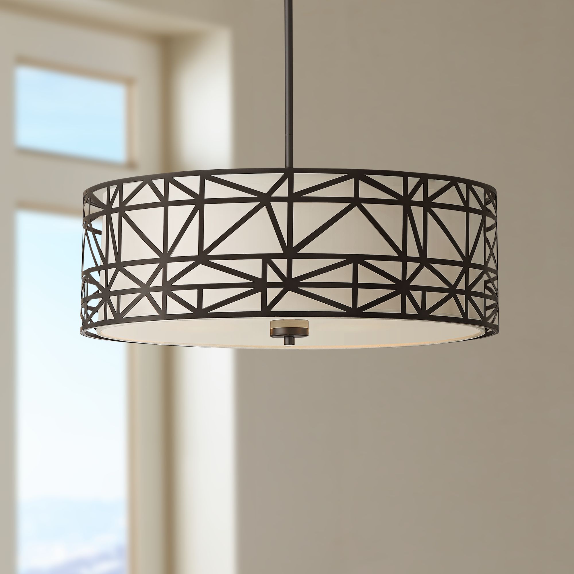 Widmore 21" Wide Bronze Abstract Graphic 4-Light Pendant