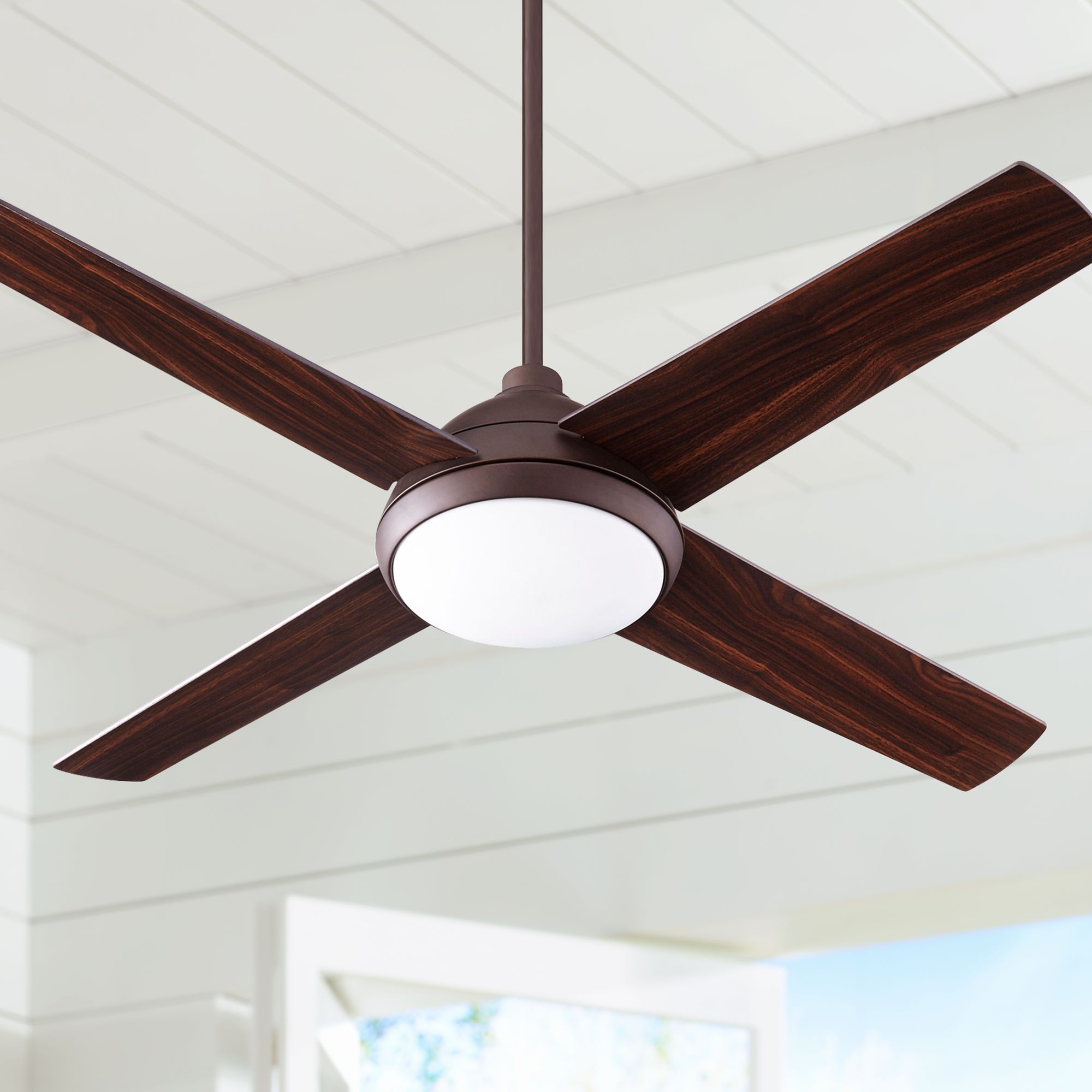 52" Quorum Quest Oiled Bronze LED Ceiling Fan