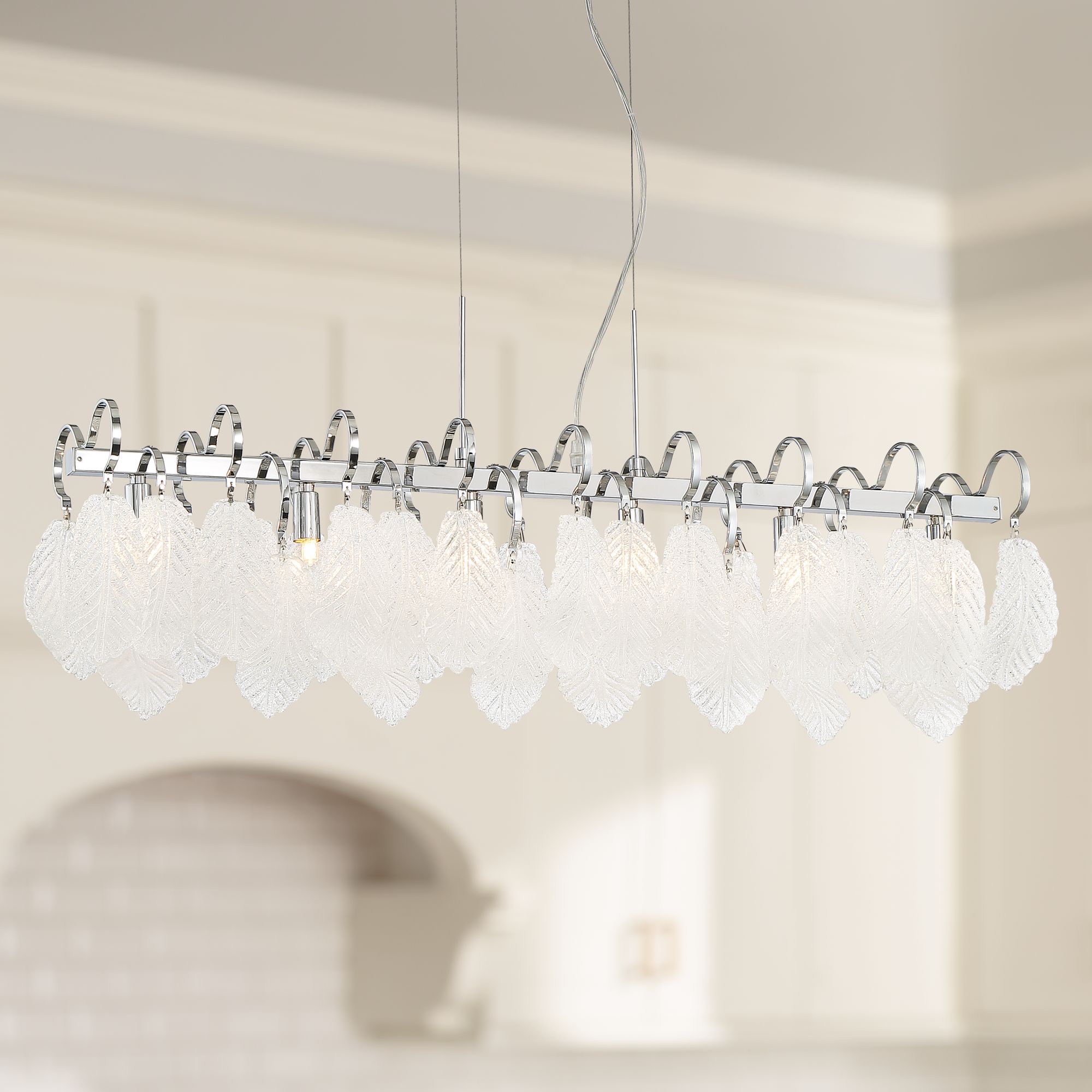 Amberine 32 3/4"W Chrome LED Kitchen Island Light Pendant