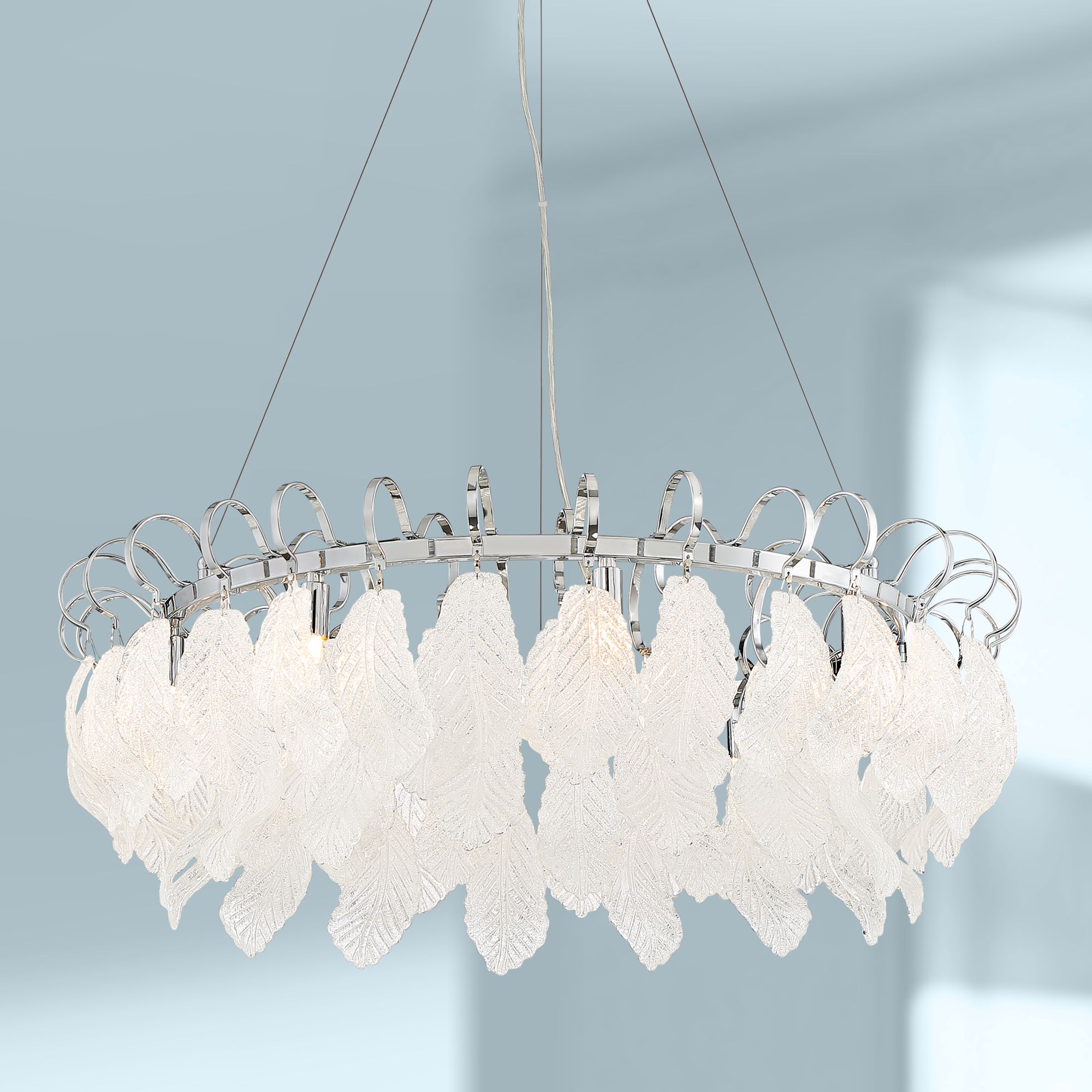 Amberine 29" Wide Chrome and Clear Glass Pendant Light