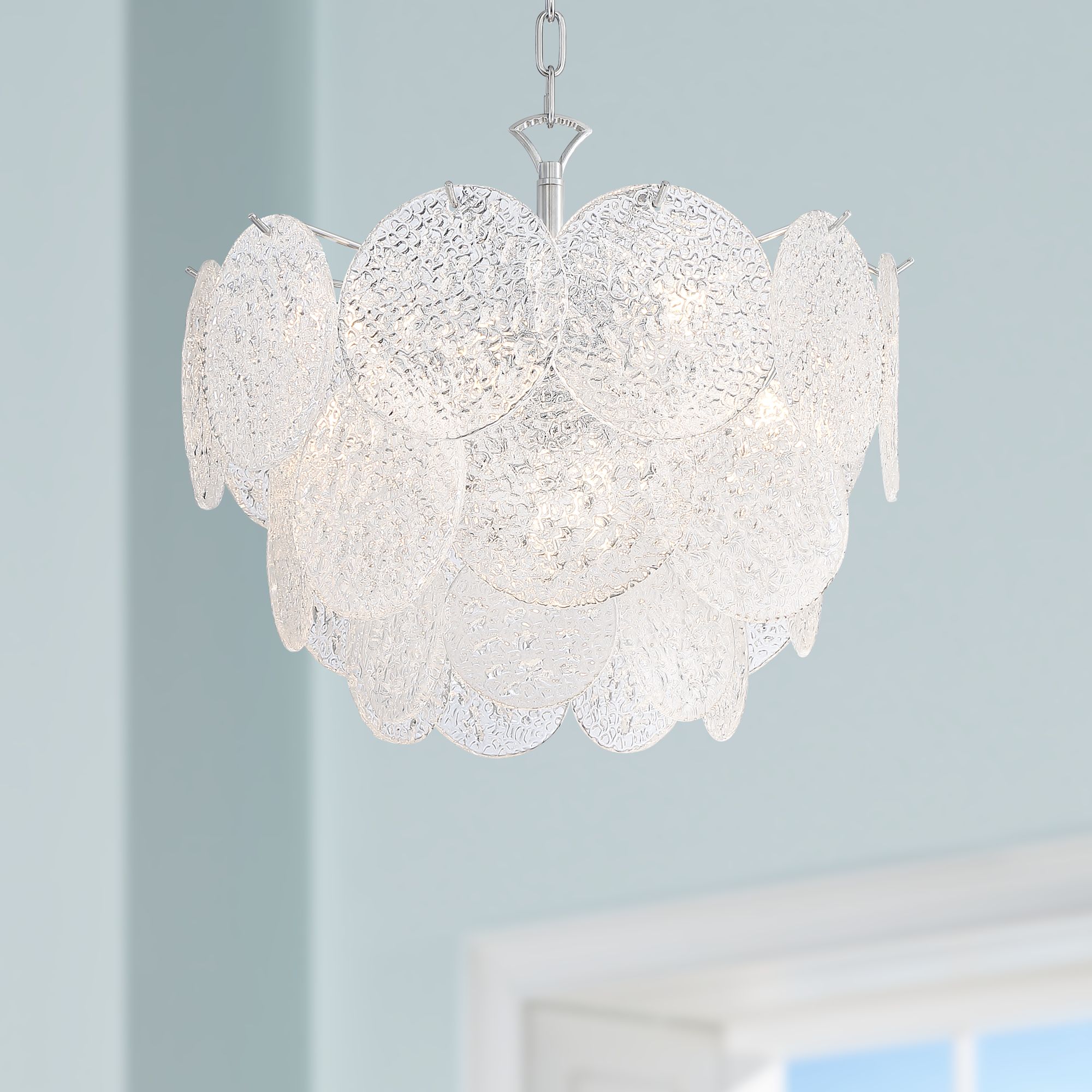 Soraya 20" Wide Chrome and Crystal Glass LED Pendant Light