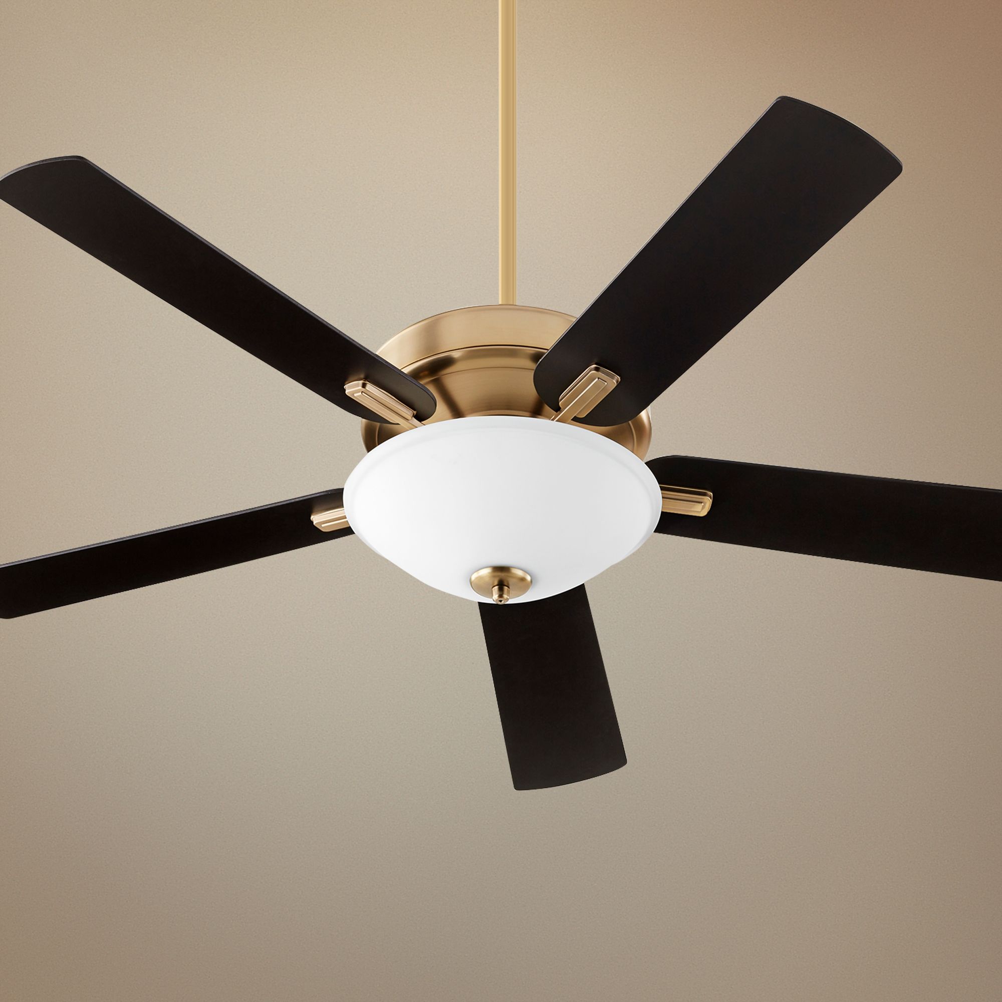 52" Quorum Premier Aged Brass LED Ceiling Fan