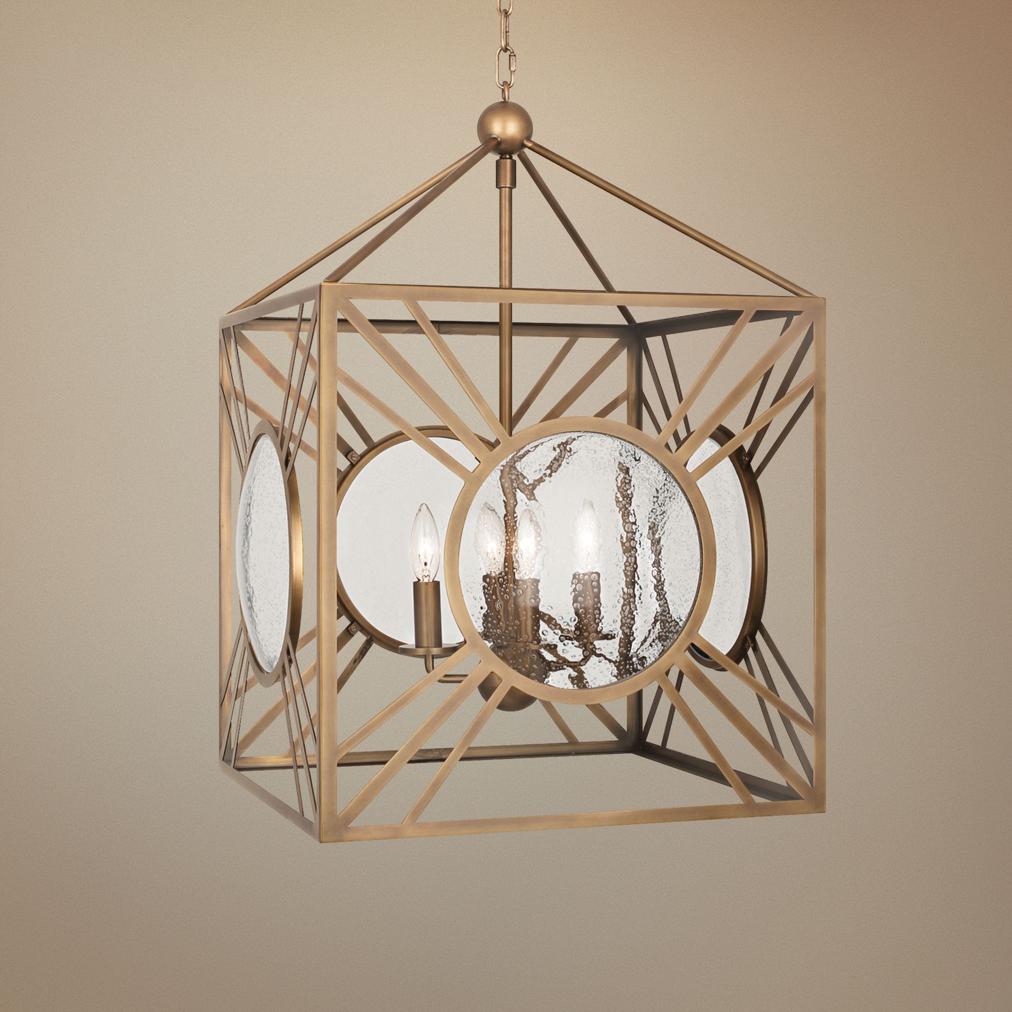 Robert Abbey Fineas 18"W Aged Brass 4-Light Foyer Pendant