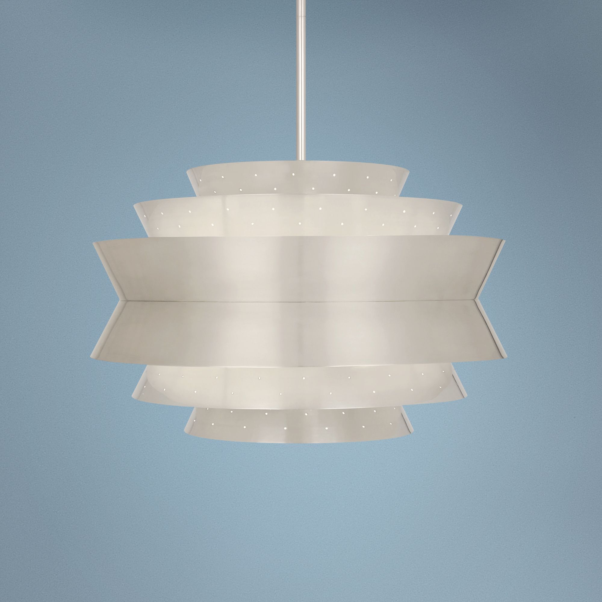 Robert Abbey Pierce 23" Wide Antique Silver Pendant Light