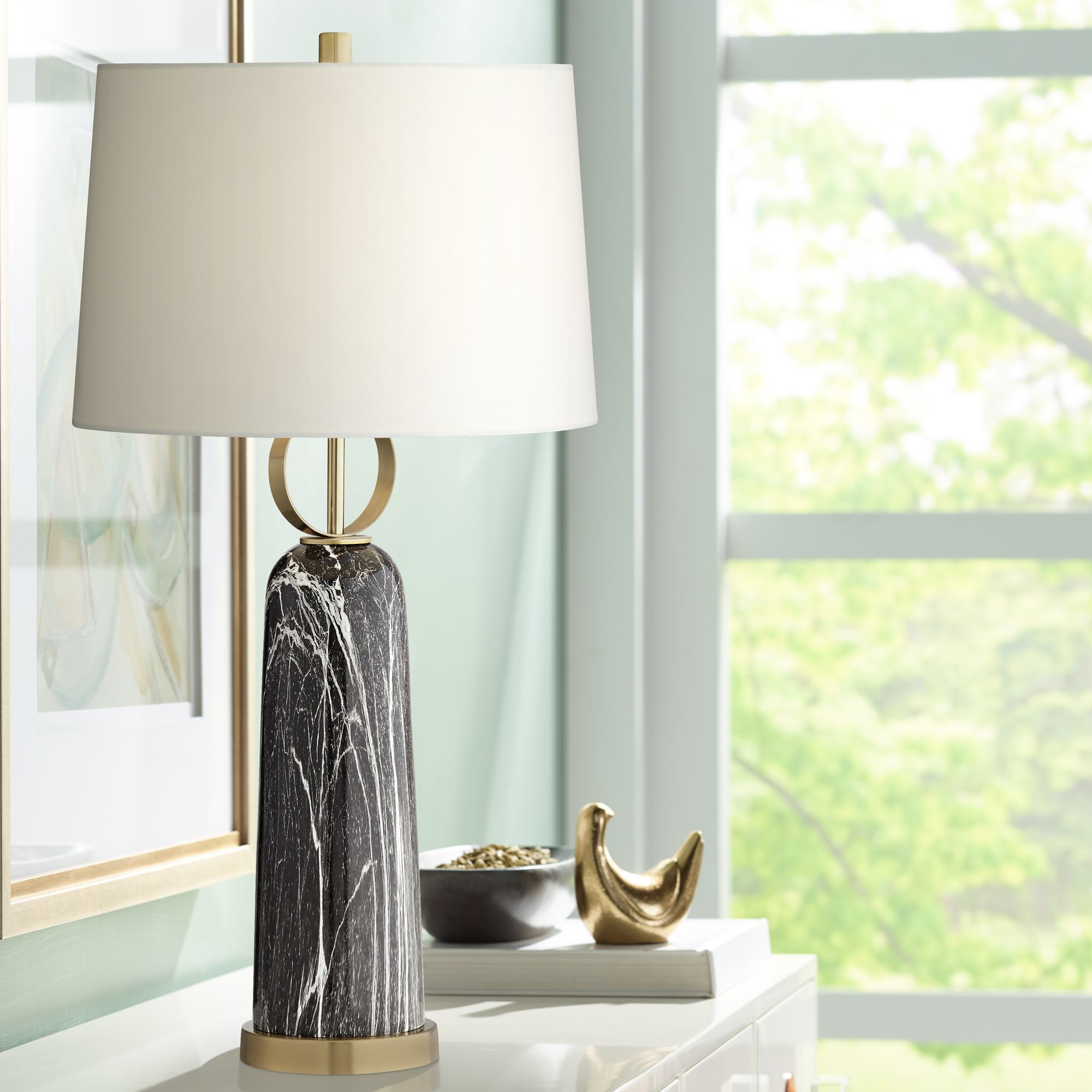 black marble table lamp