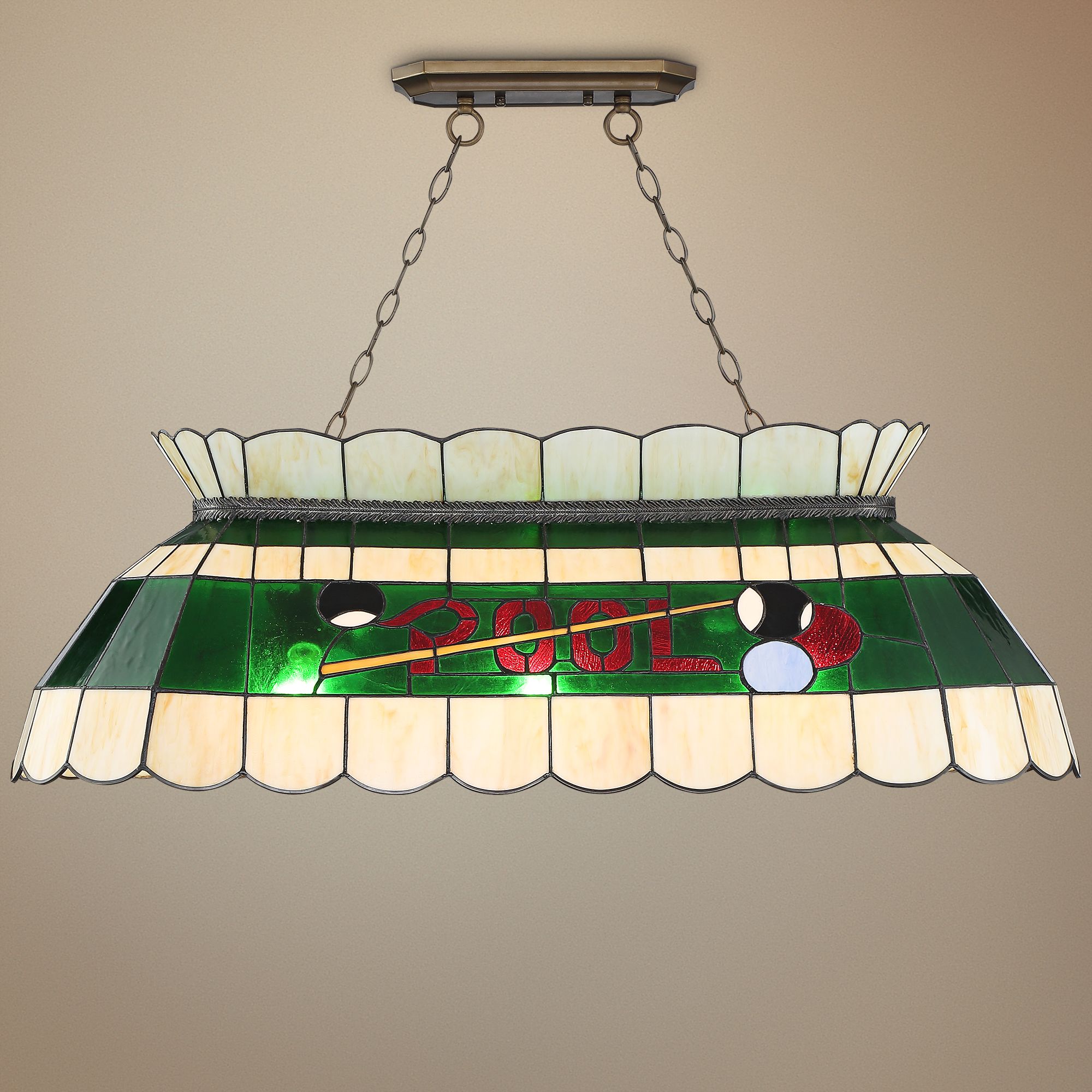 Rioto 42 1/4"W Bronze Tiffany-Style Pool Table Pendant Light