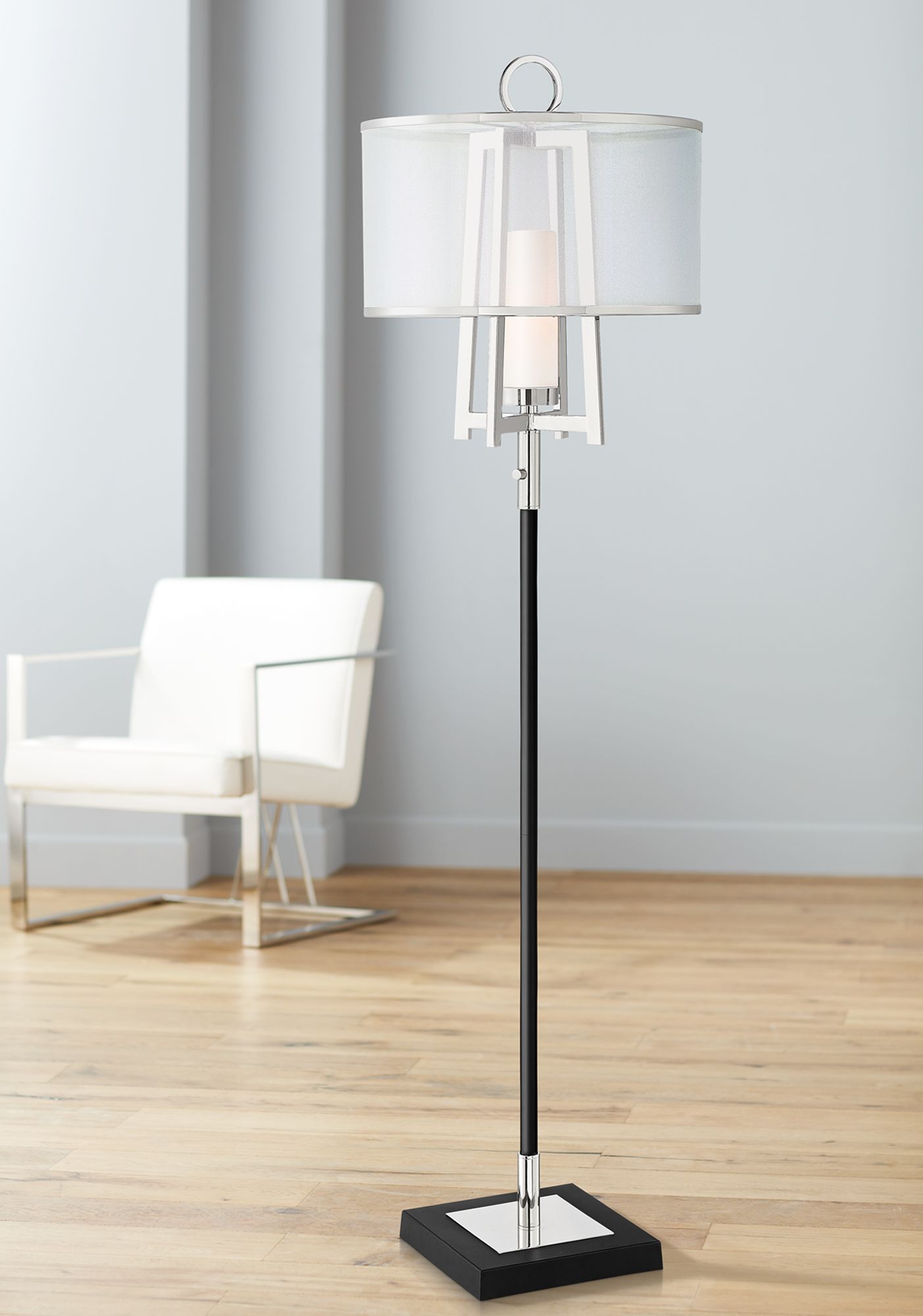 Possini Euro Monterey Floor Lamp with Organza Shade