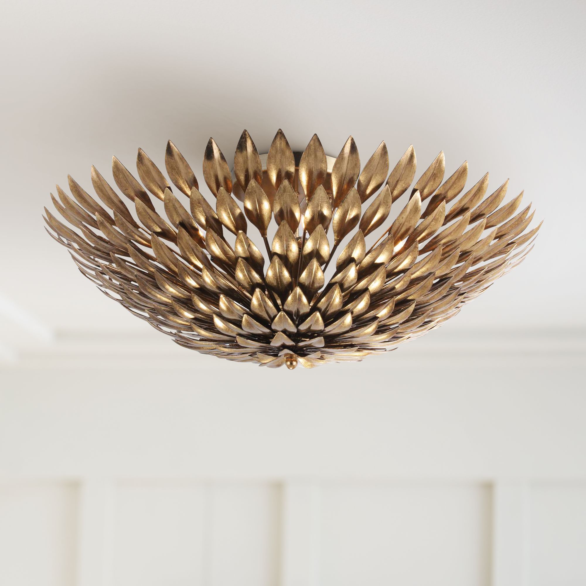 Crystorama Broche 24" Wide Antique Gold Bowl Ceiling Light