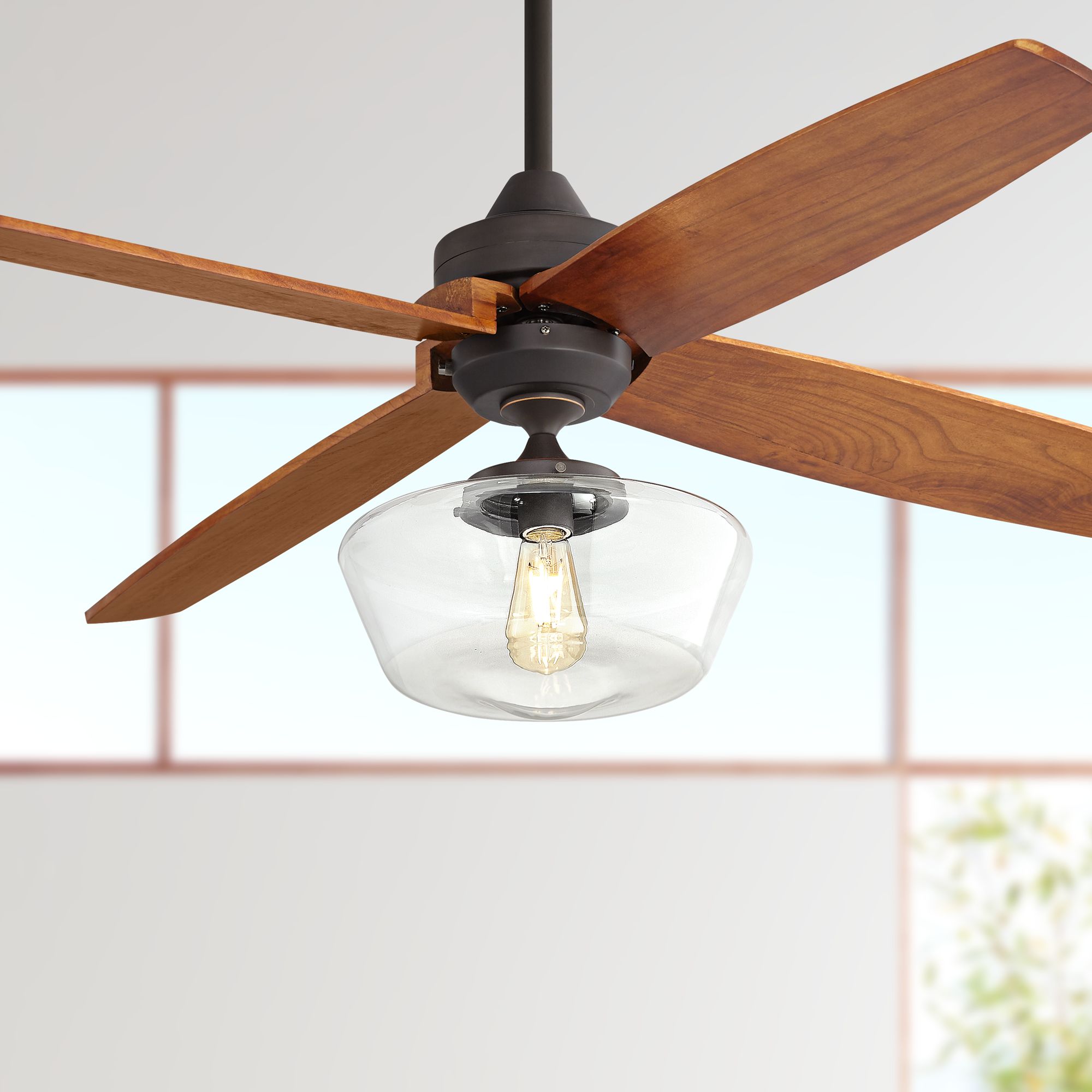 52" Casa Impel™ Bronze Schoolhouse LED Ceiling Fan