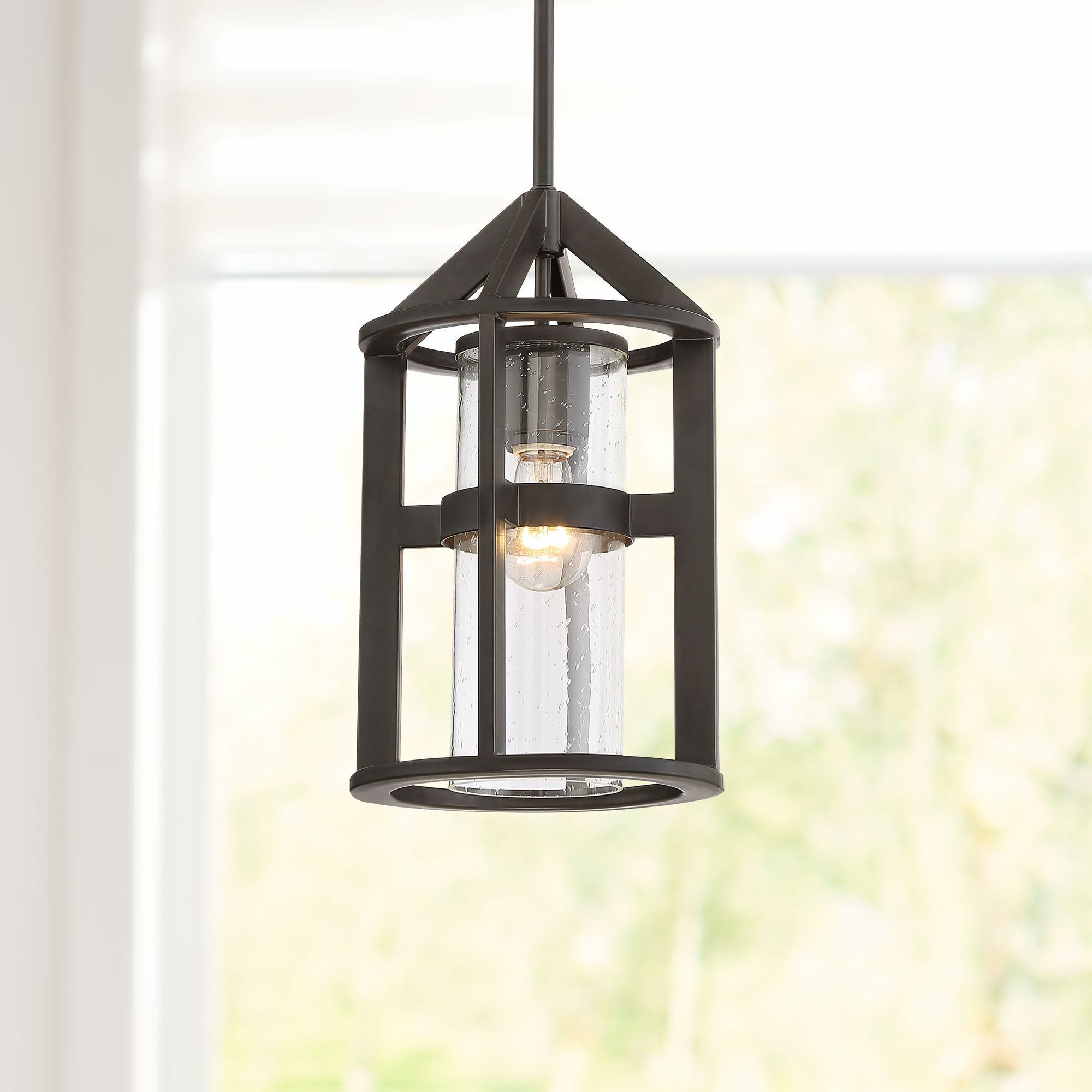 Argentine 8 1/2" Wide Bronze and Glass Pendant Light