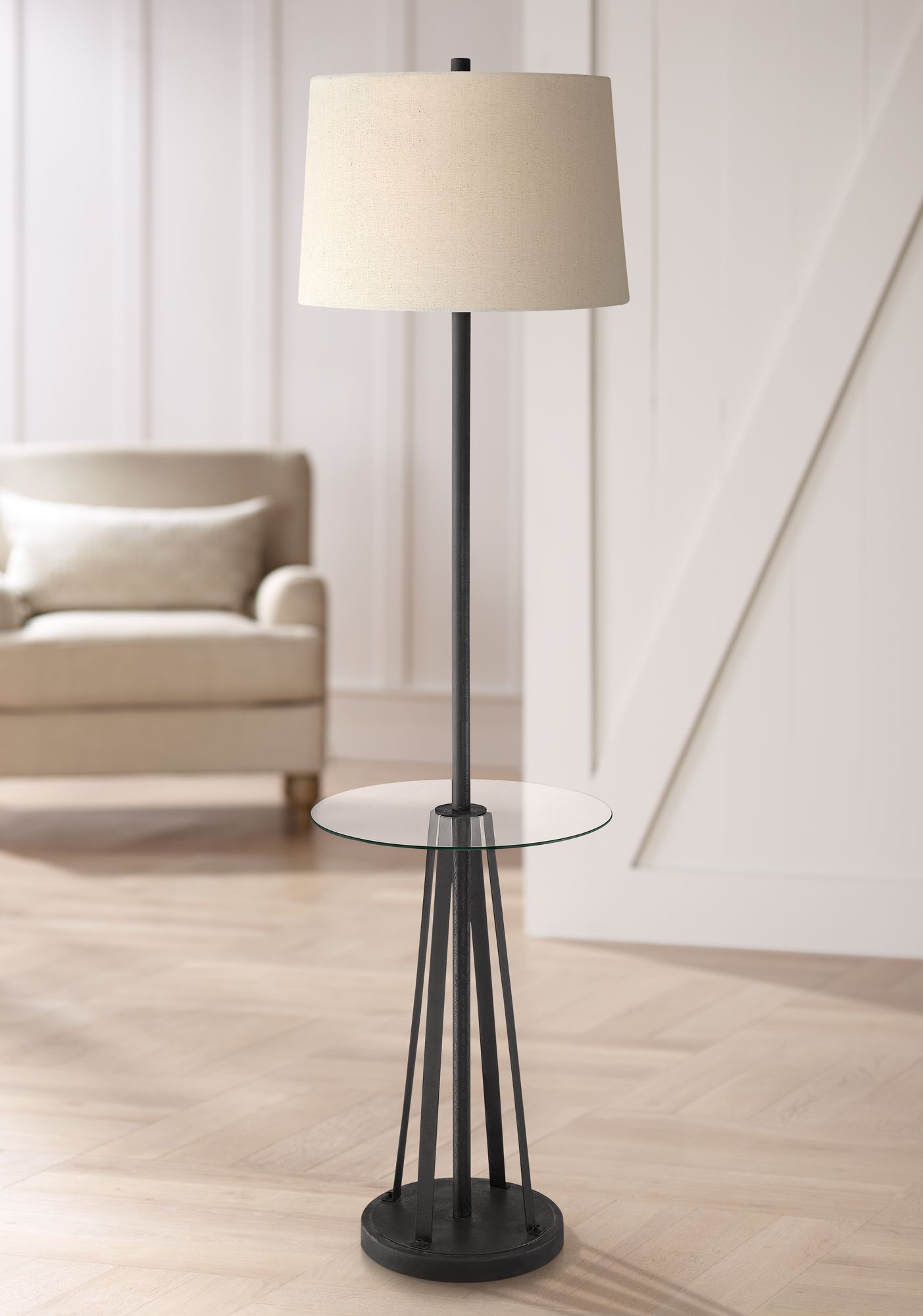 Weston Oil-Rubbed Bronze Floor Lamp with Tray Table