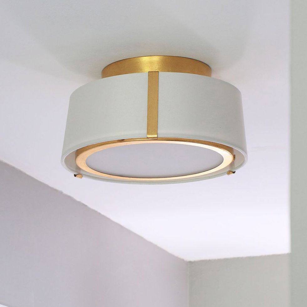 Crystorama Fulton 12" Wide Antique Gold Drum Ceiling Light