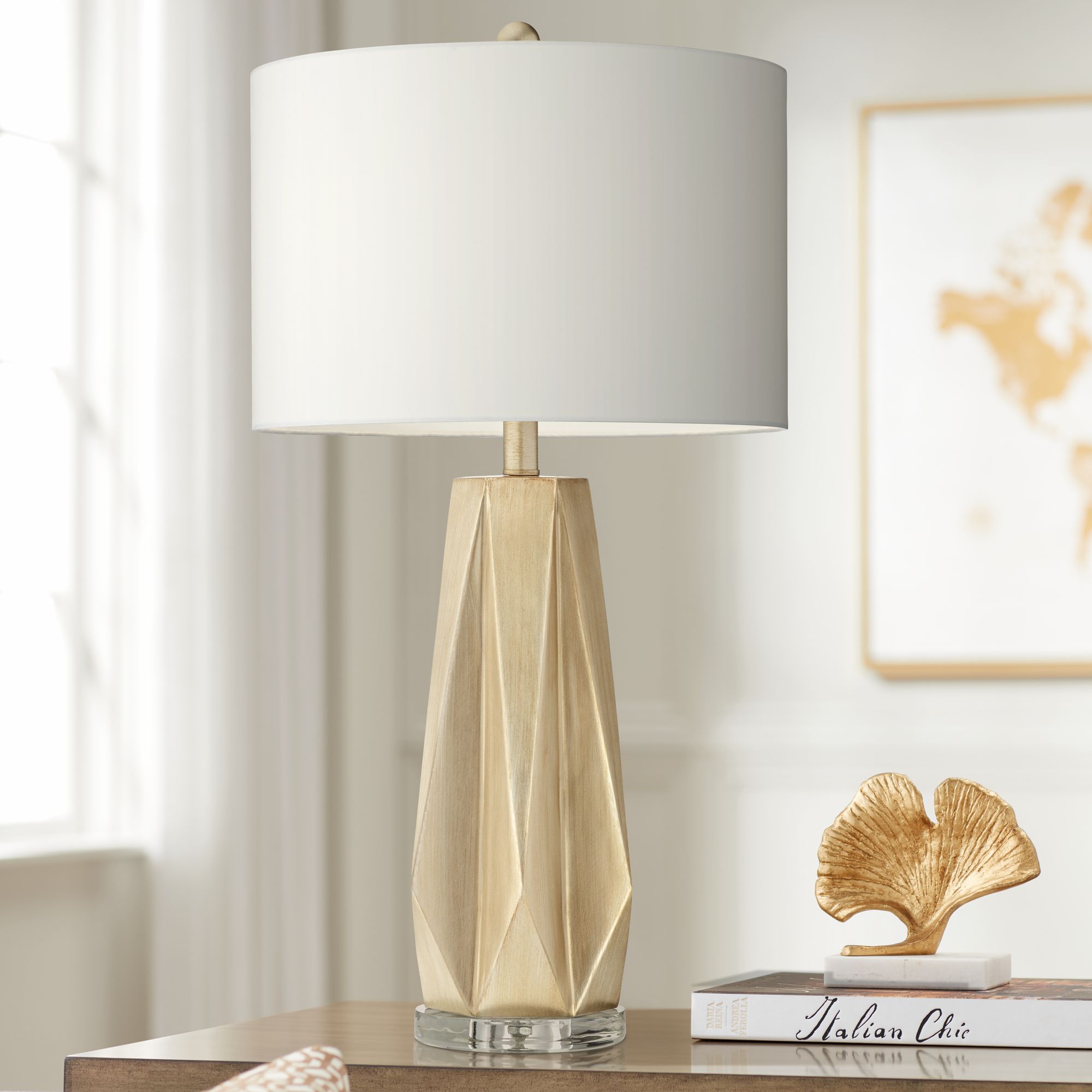 Possini Euro Bravo Champagne Geometric Table Lamp
