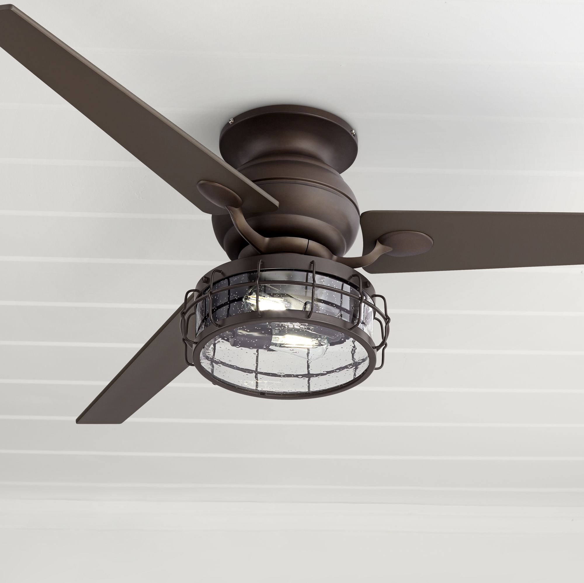 60" Spyder Oil-Rubbed Bronze Seedy Glass LED Ceiling Fan