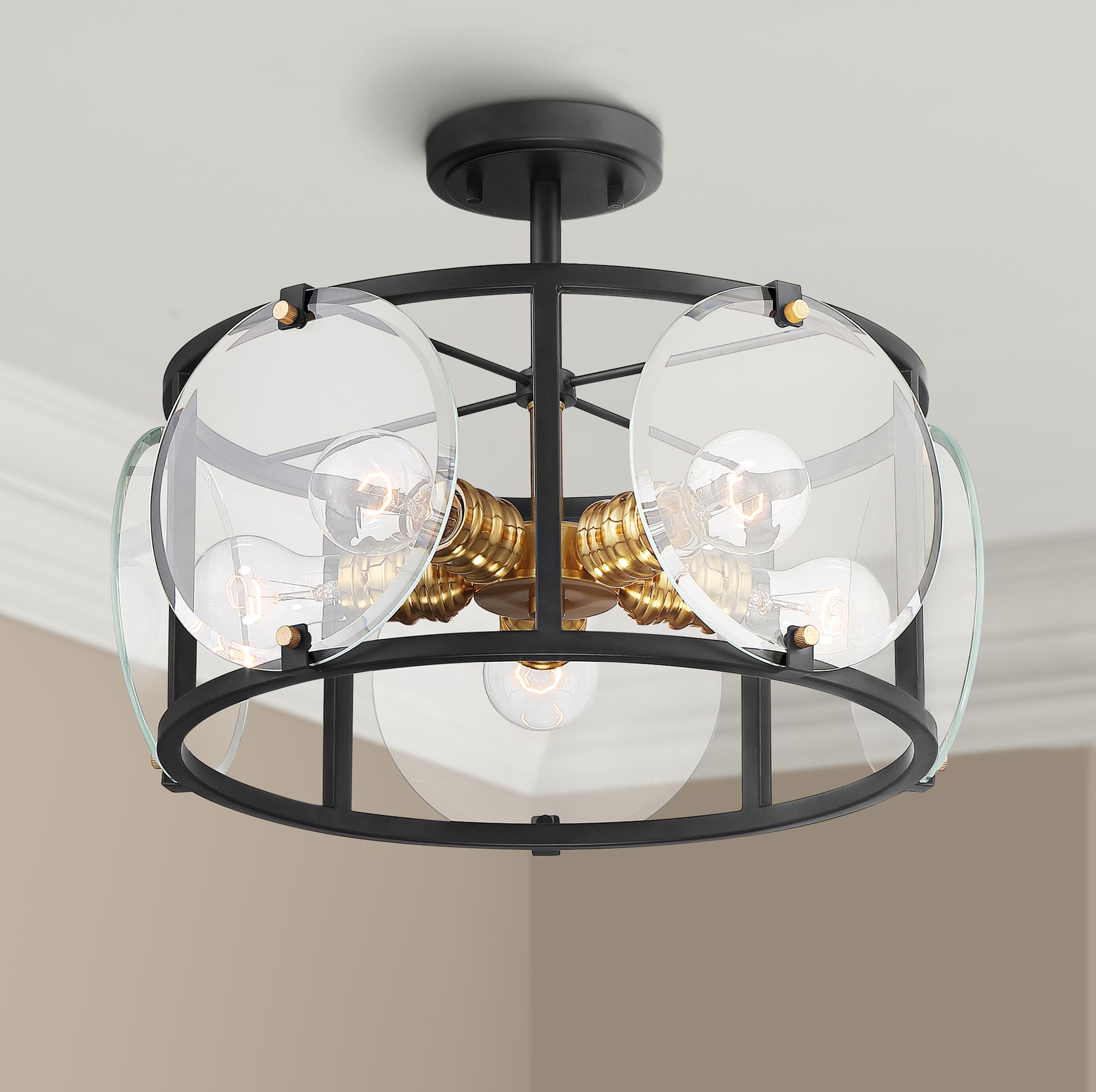 Possini Euro Circles of Glass 15 1/2"W Black Ceiling Light