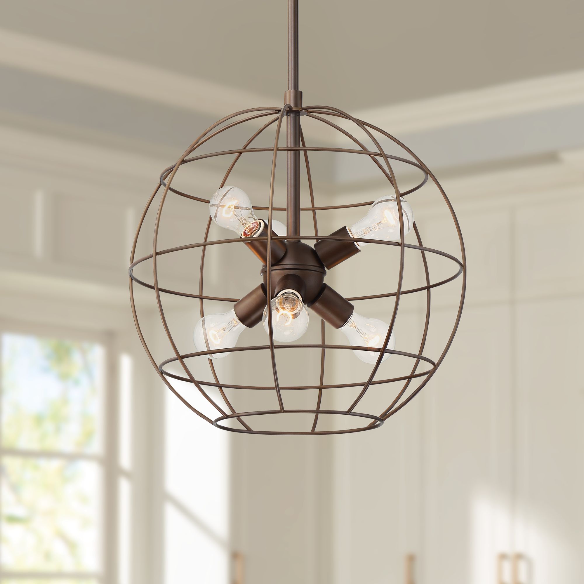 Lansing 18" Wide Oil-Rubbed Bronze 6-Light Orb Cage Pendant