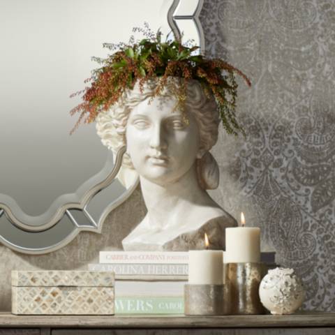 Shop Lady's Head Shaped 15" High Matte Cream Flower Pot from Lamps Plus on Openhaus
