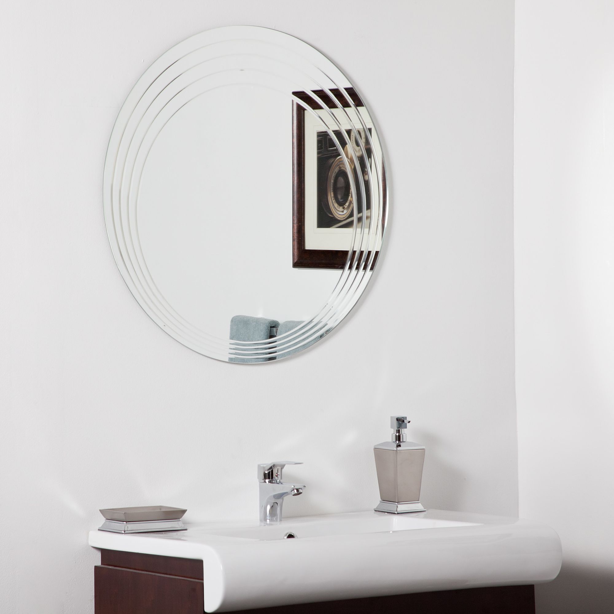Bryn 27 1/2" Round Frameless Bathroom Wall Mirror