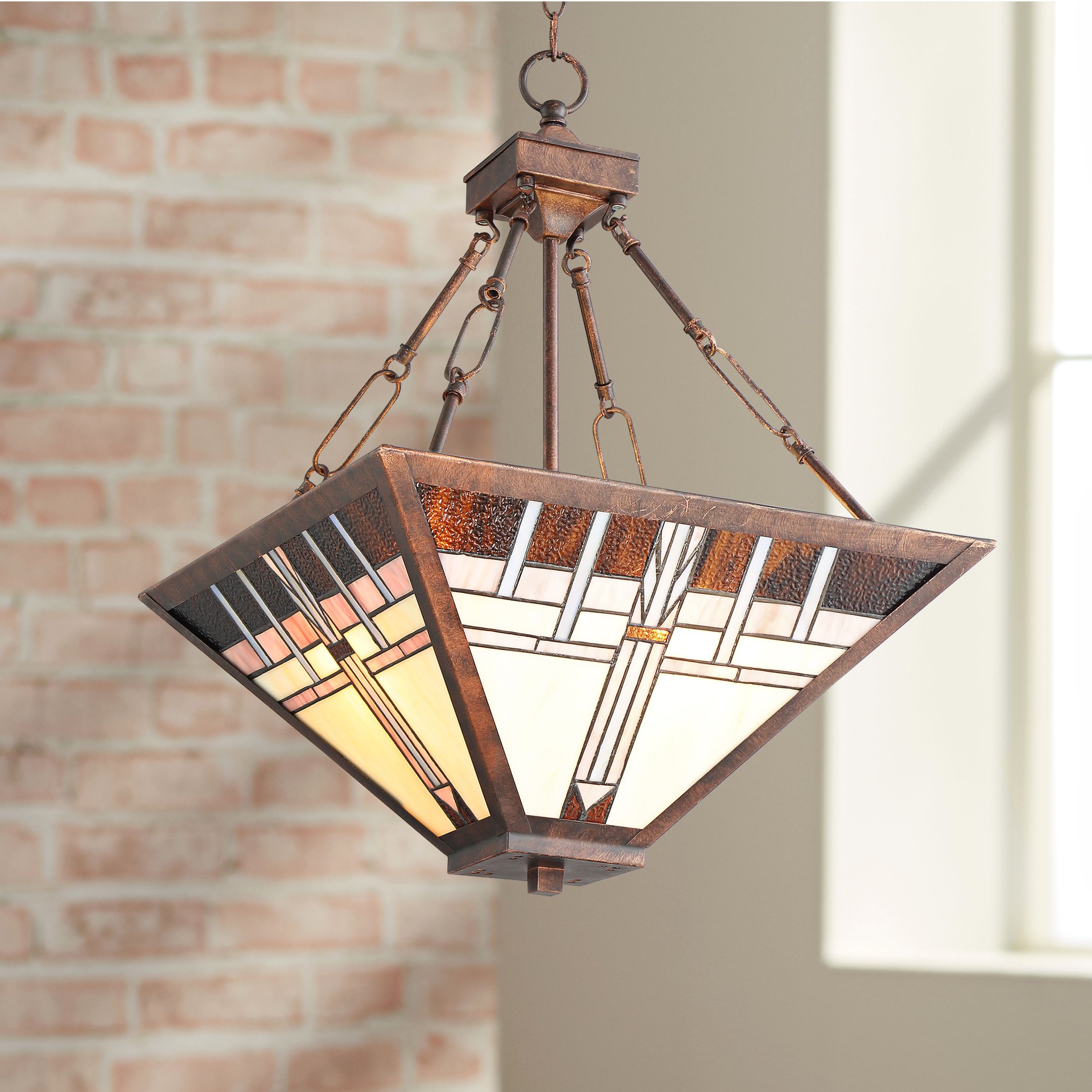 Robert Louis Tiffany Posey 18" Wide Art Glass Pendant Light