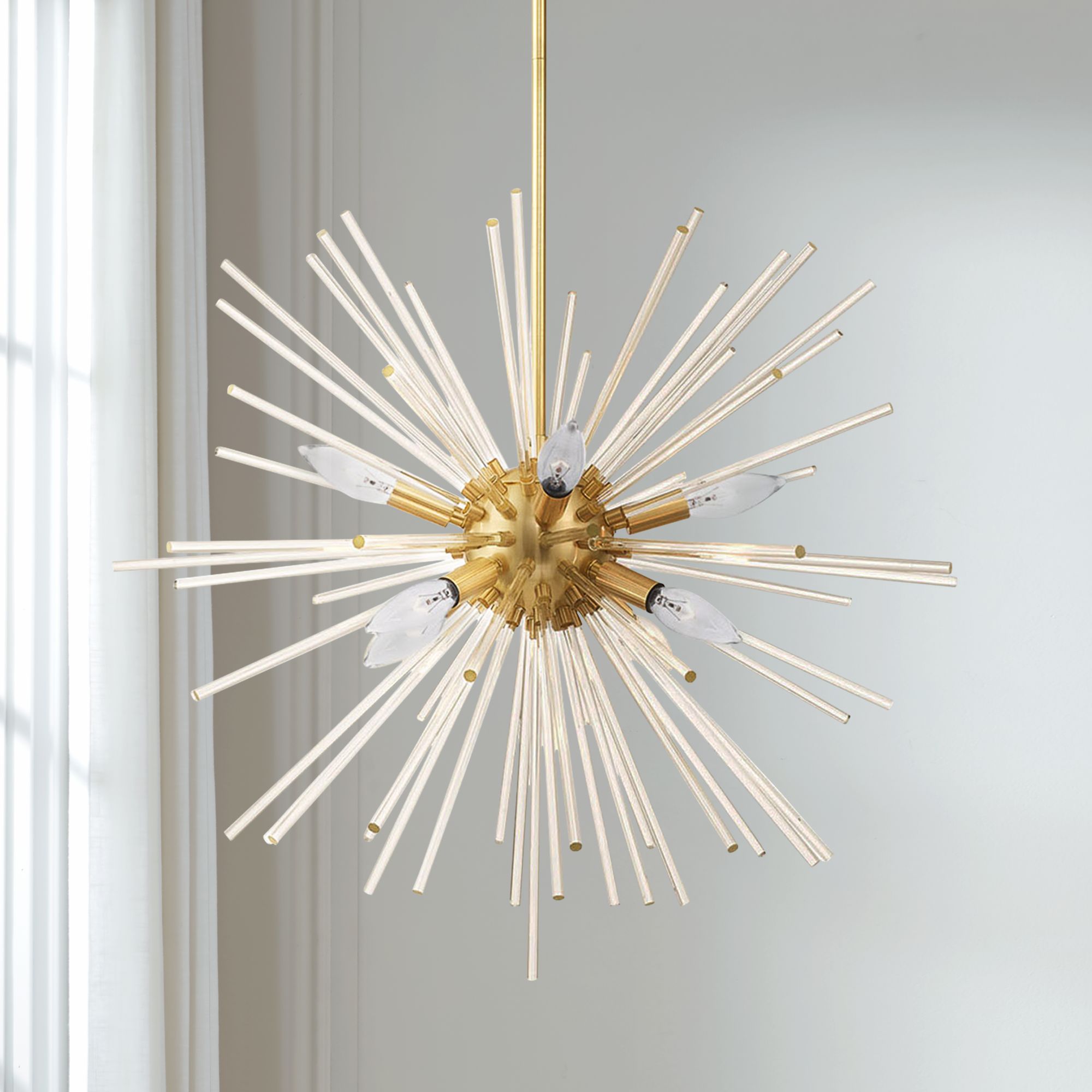 Utopia 25 3/4" Wide Satin Brass Starburst Pendant Light
