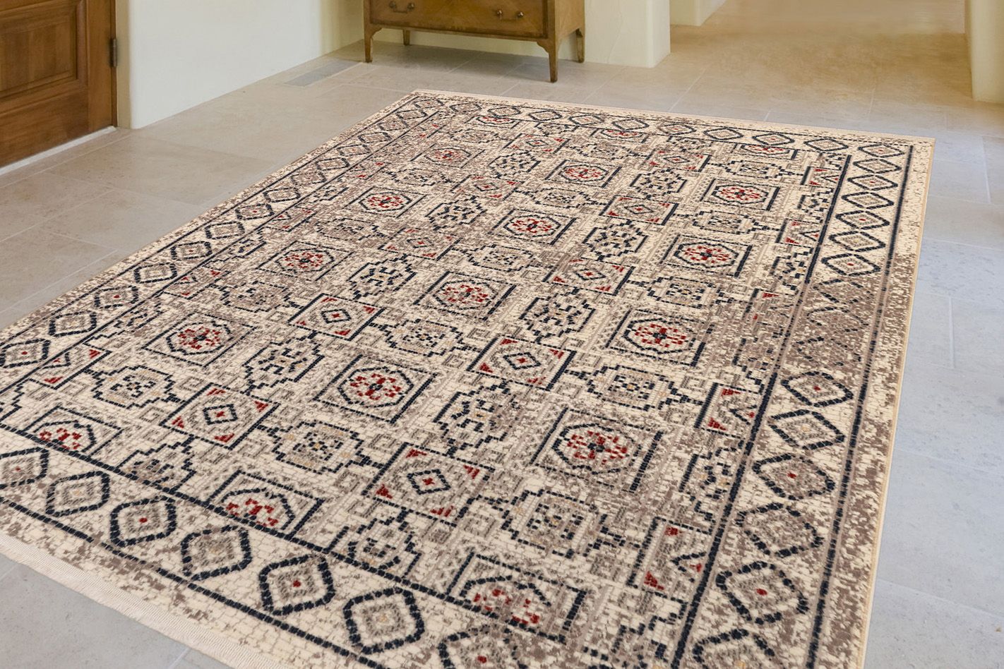 Trans-Ocean Bergen 6208/12 Ivory Tile Area Rug