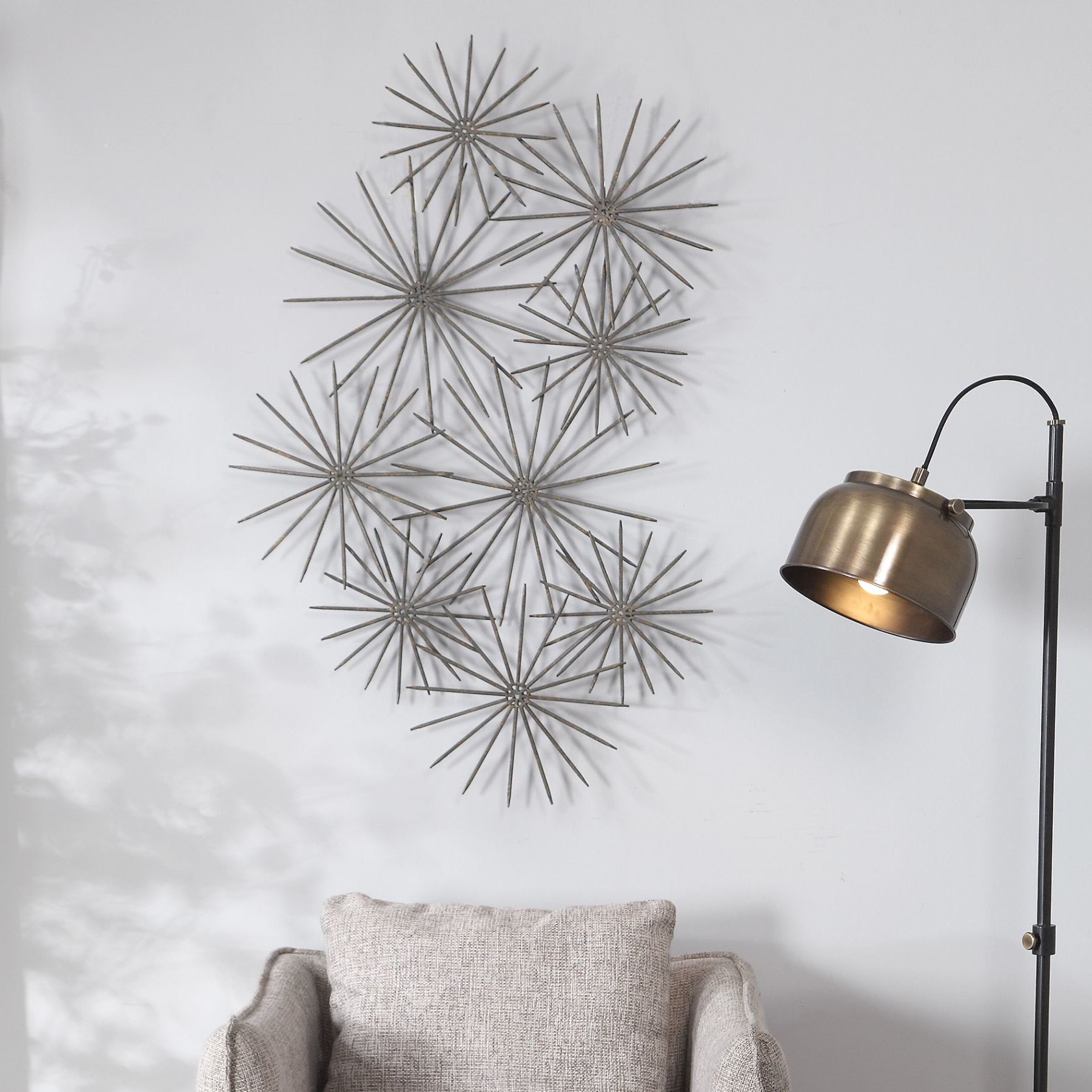 Uttermost Nixie 43 1/4"H Gray-Blue Starburst Metal Wall Art