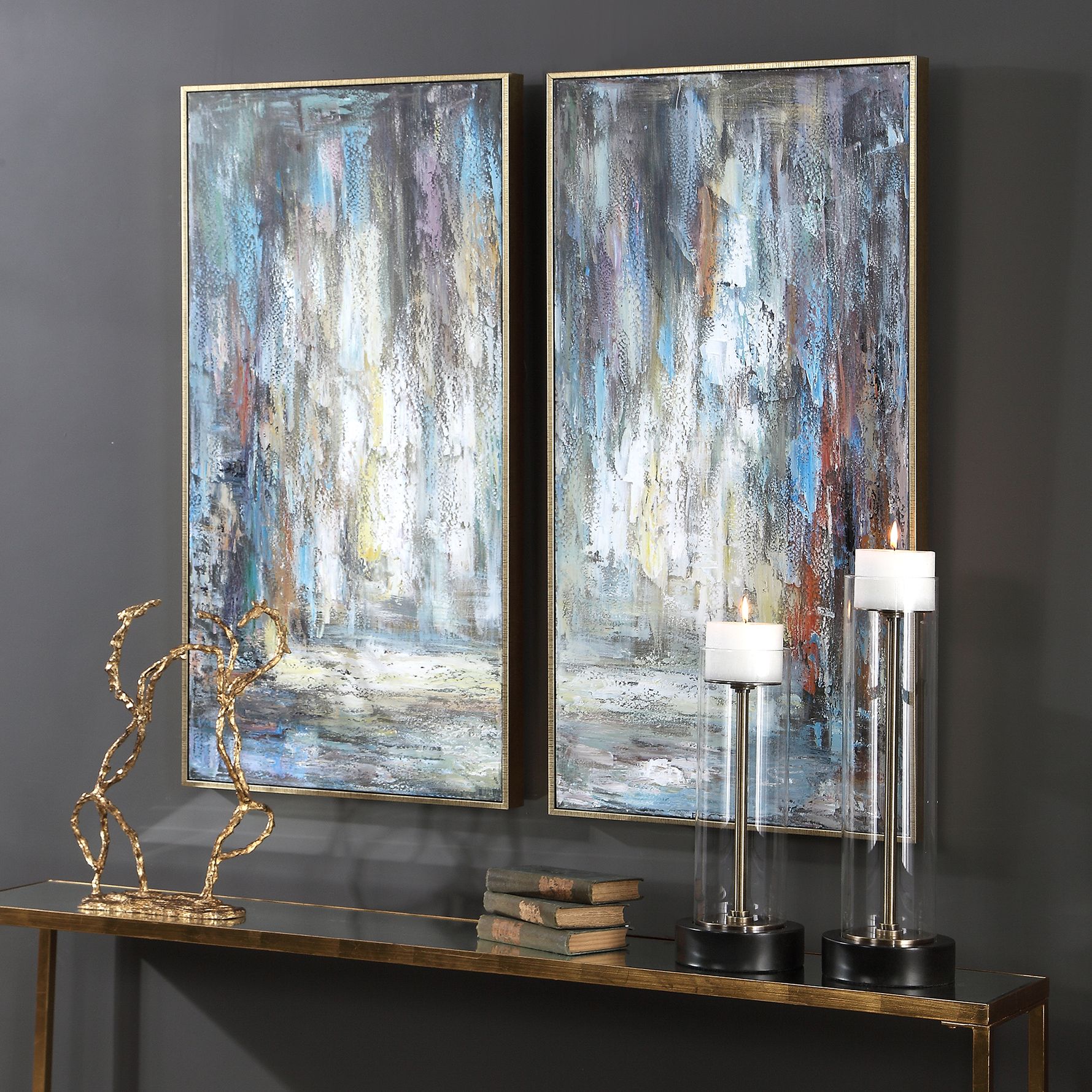 Artist's Palette 41" High 2-Piece Framed Canvas Wall Art Set