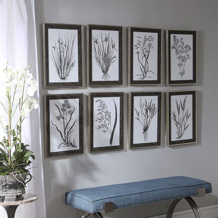 Classic Botany 21 High 8 Piece Framed Printed Wall Art Set 73k47 Lamps Plus