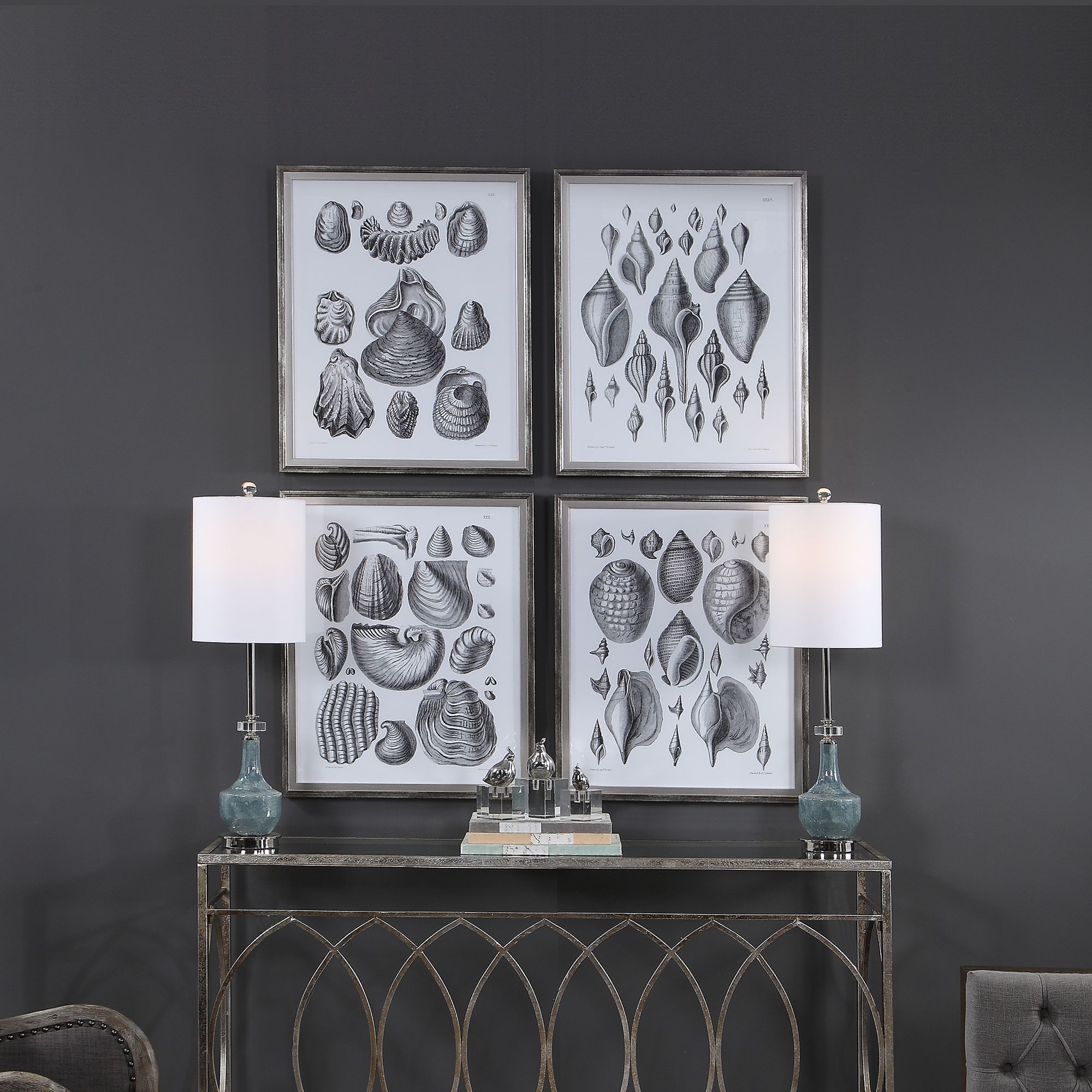 Marine Study 29 1/4"H 4-Piece Framed Printed Wall Art Set