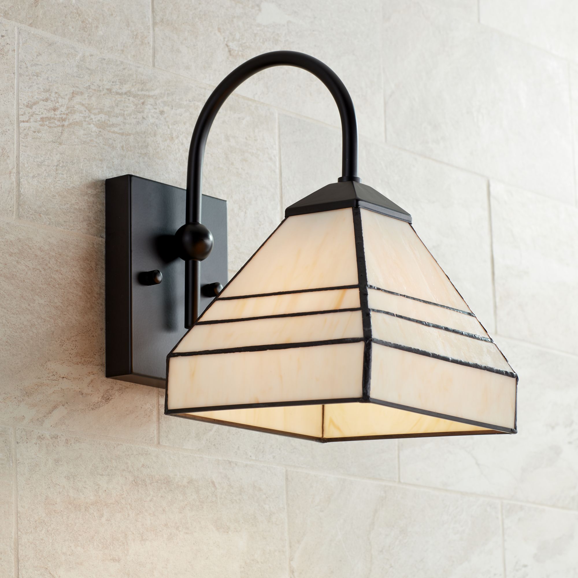 Beauce 11 1/2" High Tiffany Style Black Wall Sconce