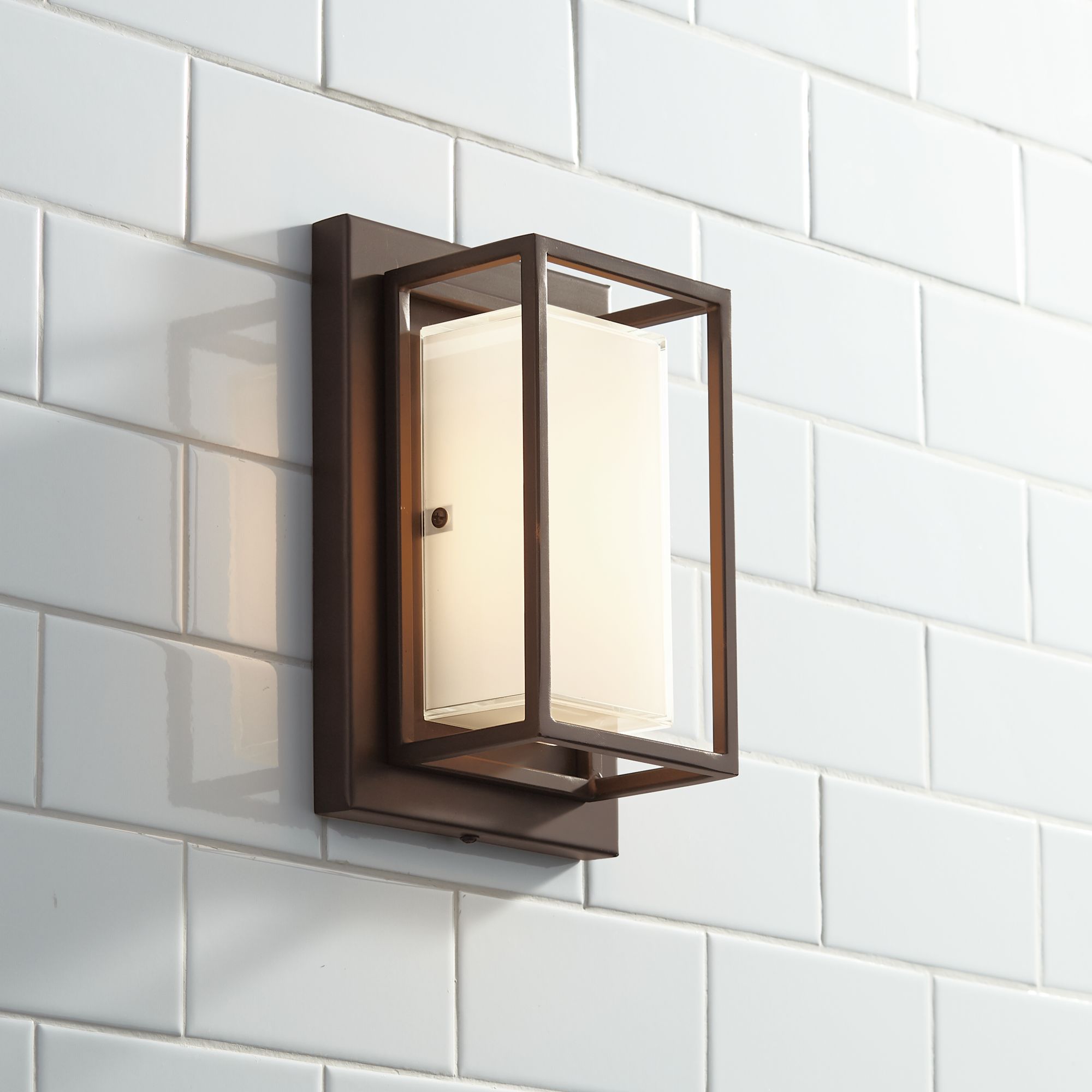 Possini Euro Fernie 9"H Bronze Frame LED Wall Sconce