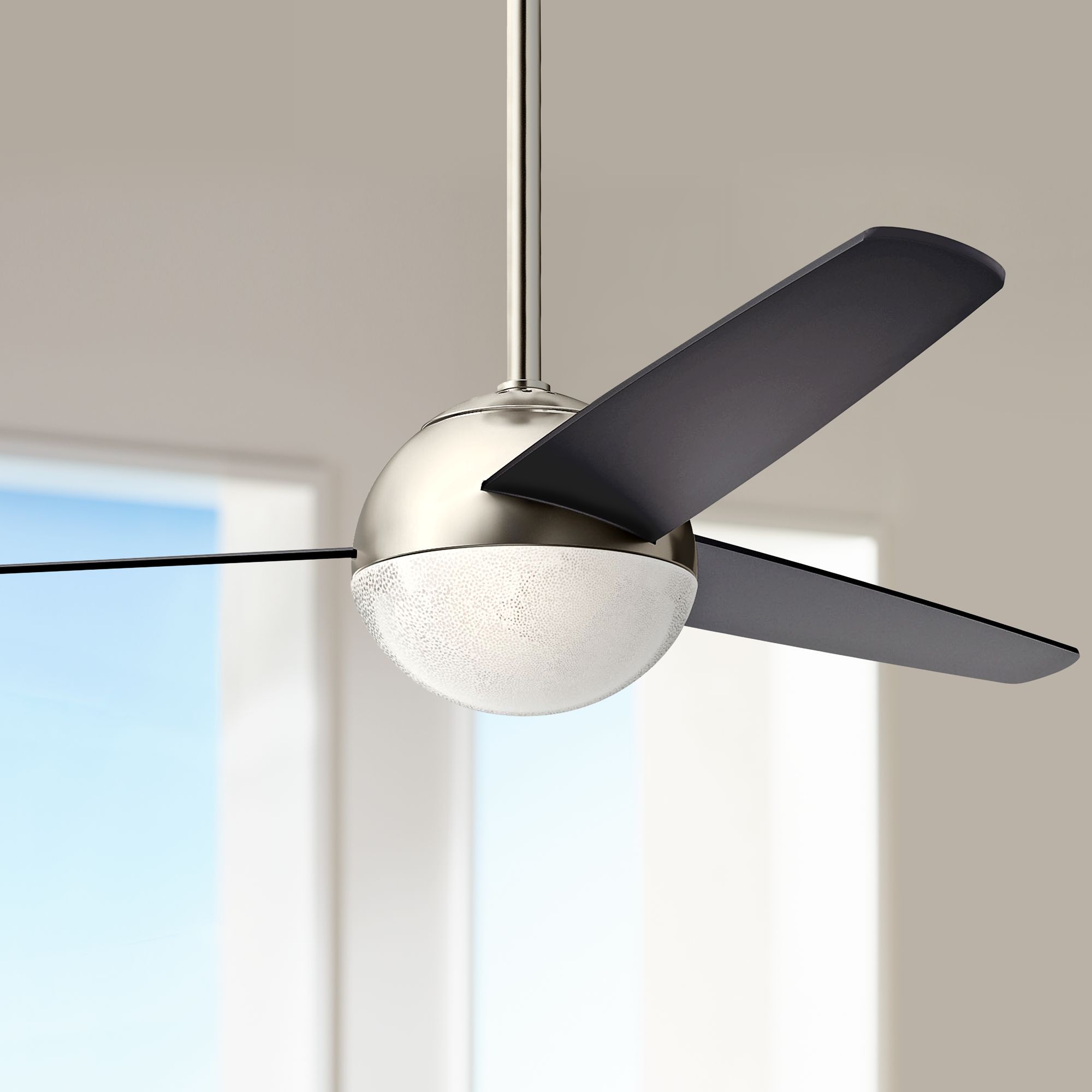 56" Kichler Bisc Polished Nickel and Black LED Ceiling Fan
