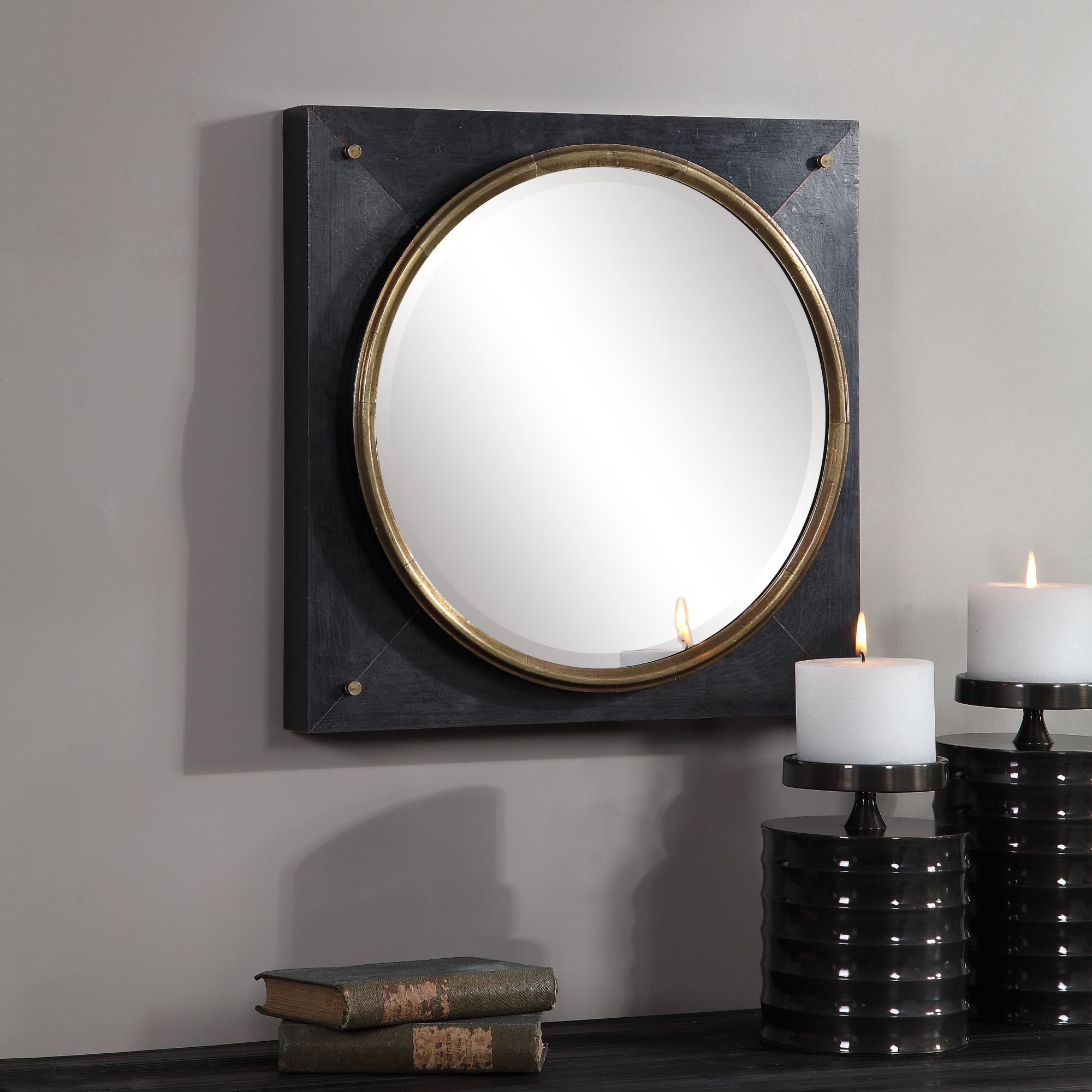 Uttermost Tobiah Bronze and Copper 18" Square Wall Mirror