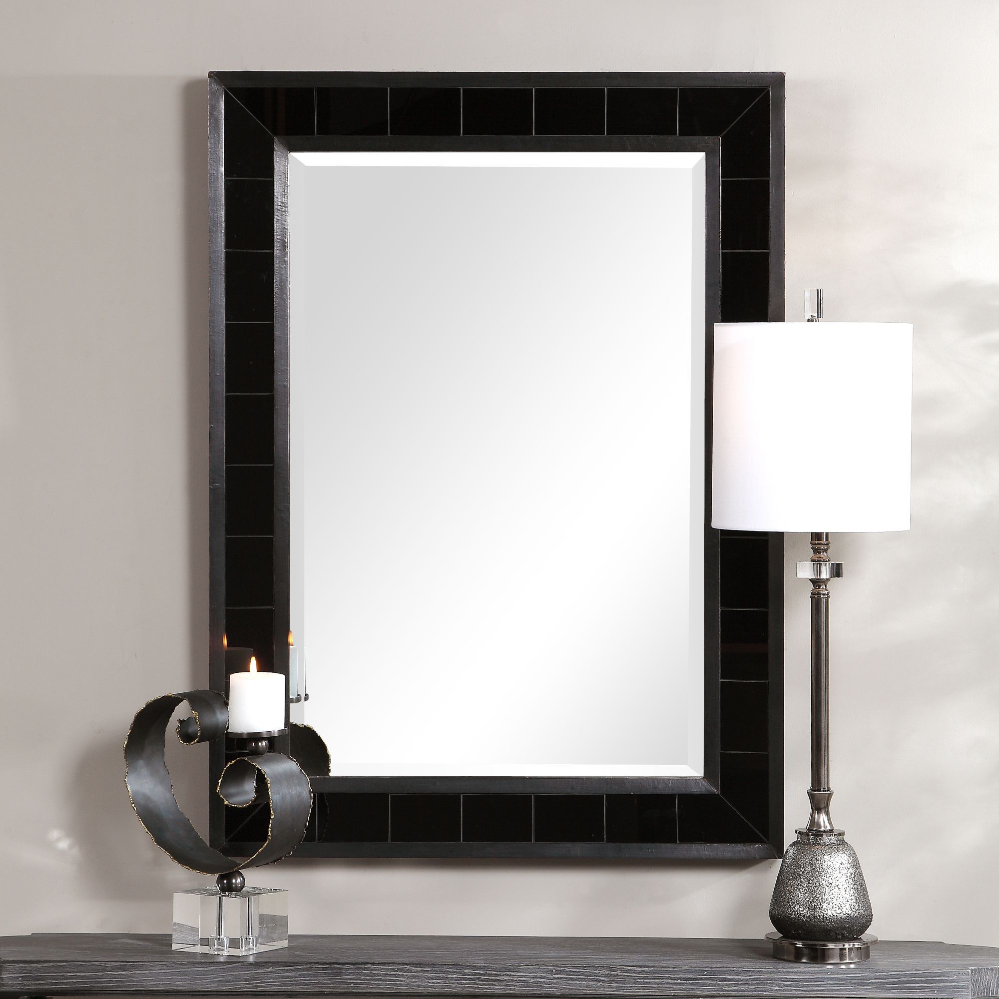 Uttermost Lonara Black and Dark Copper 32" x 44" Wall Mirror