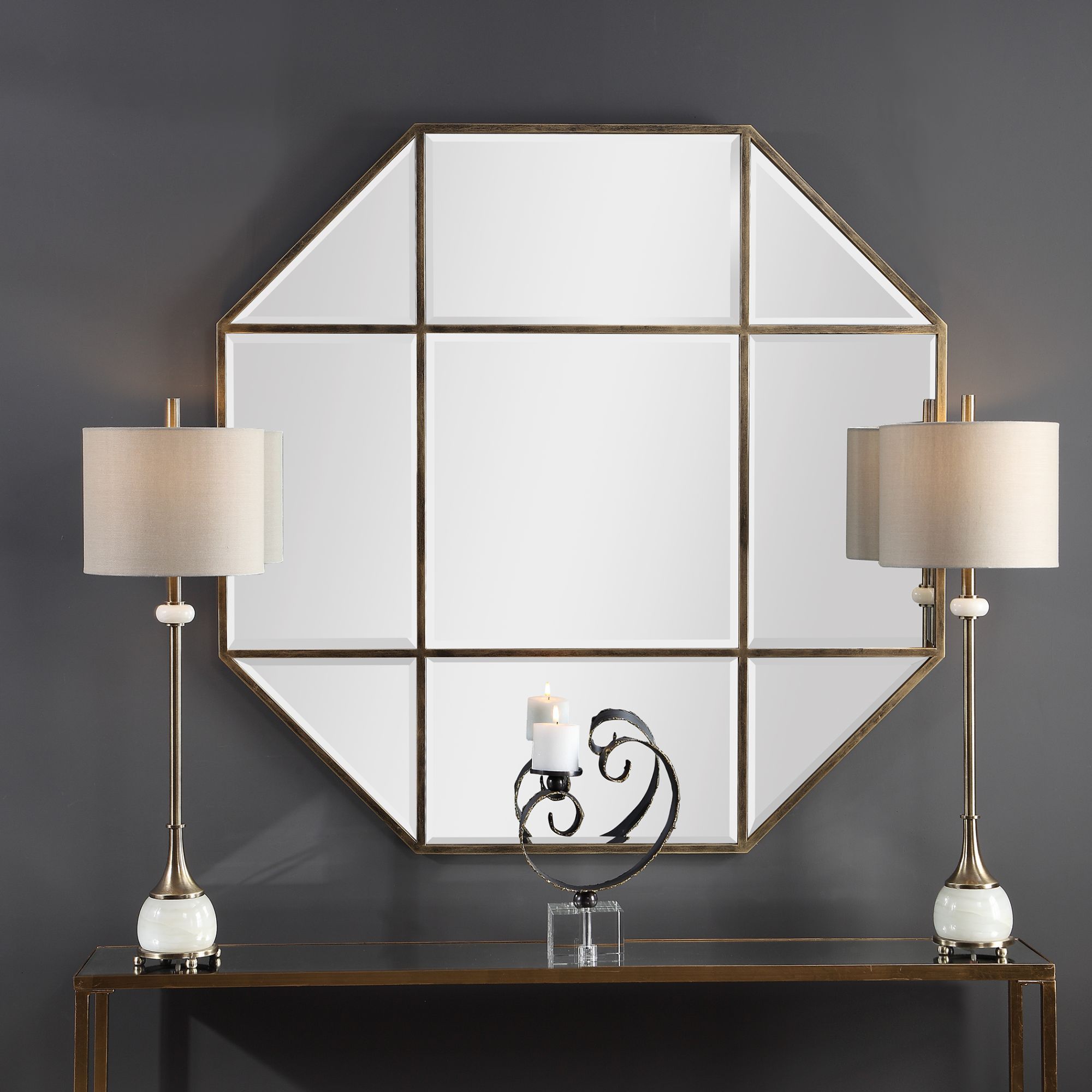 Uttermost Daniella Brass 48" x Octagon Wall Mirror