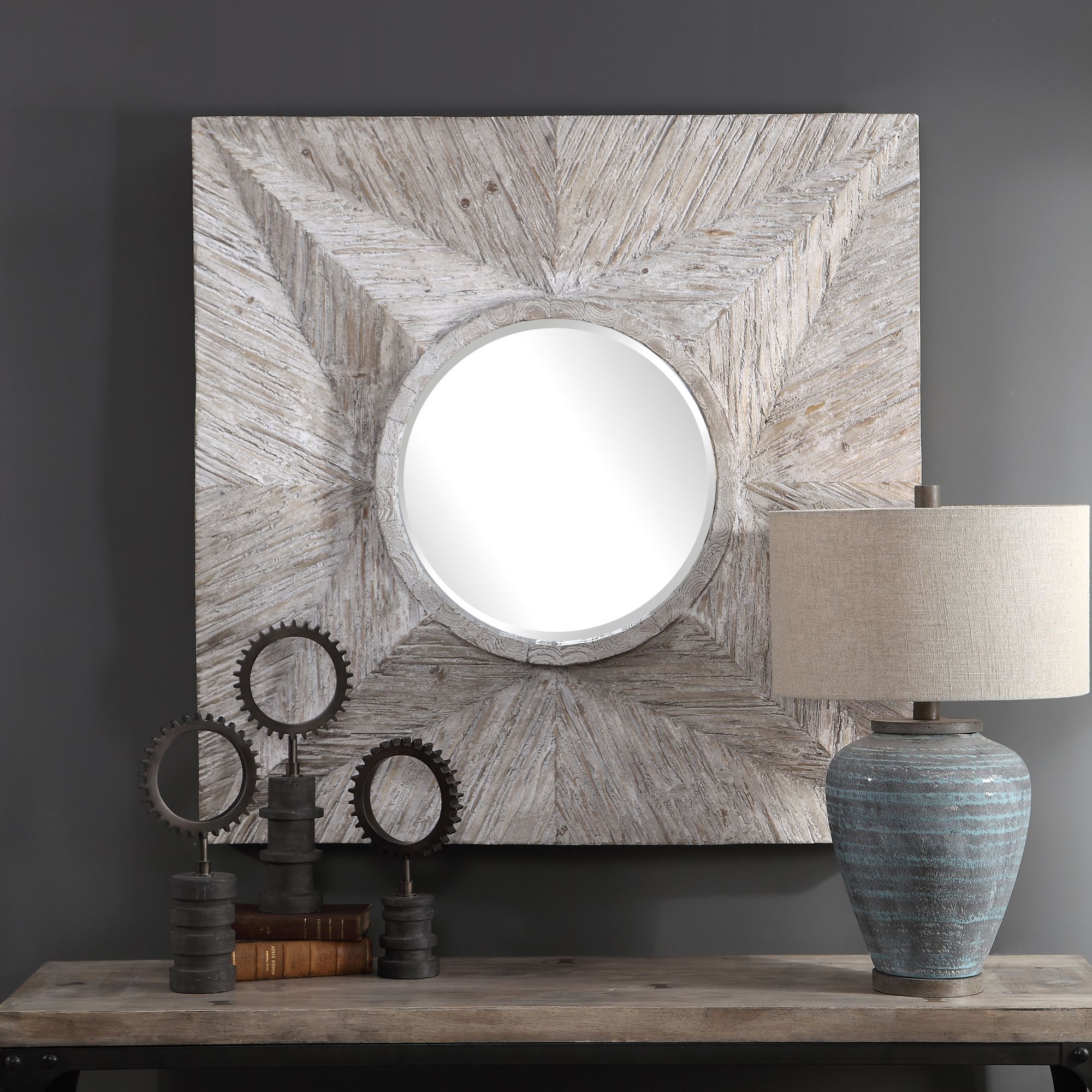 Uttermost Huntington Driftwood 41 3/4" Square Wall Mirror