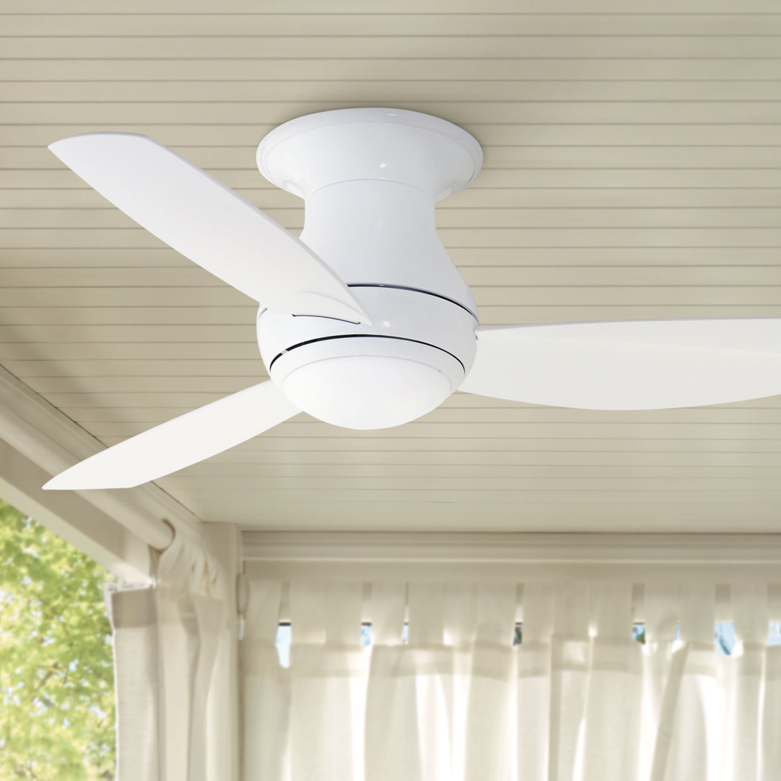 44" Curva Sky Appliance White LED Wet Hugger Ceiling Fan