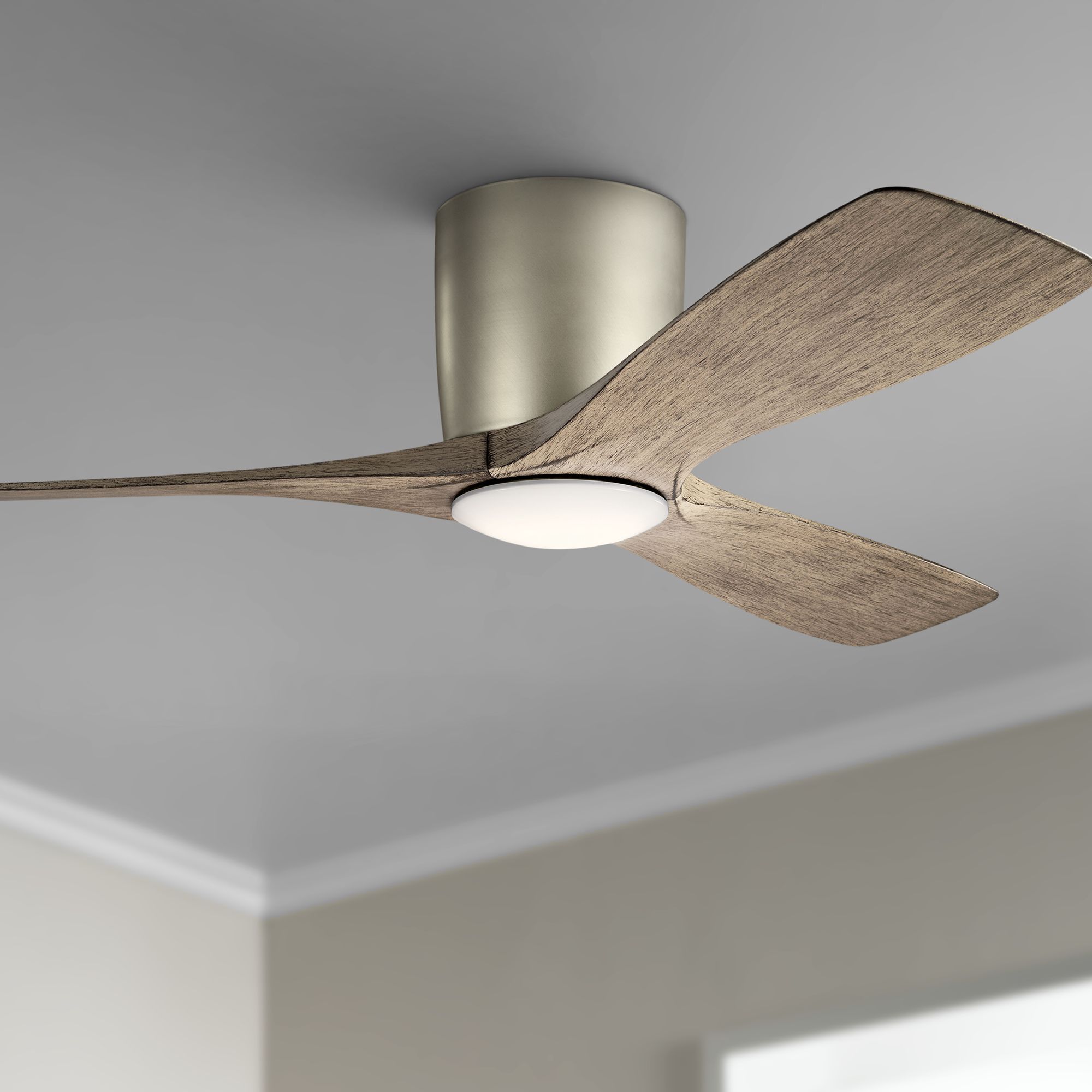 48" Kichler Volos Brushed Nickel Hugger LED Ceiling Fan