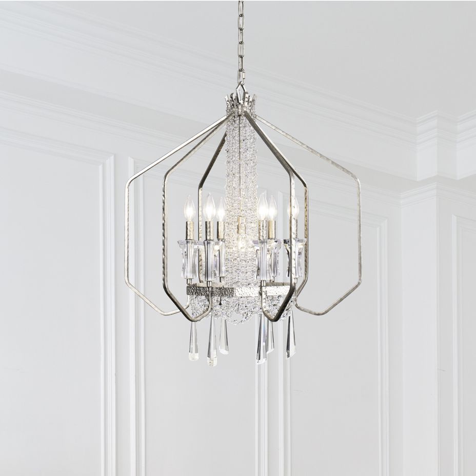 Barcelona 26" Wide Transcend Silver 7-Light Crystal Pendant